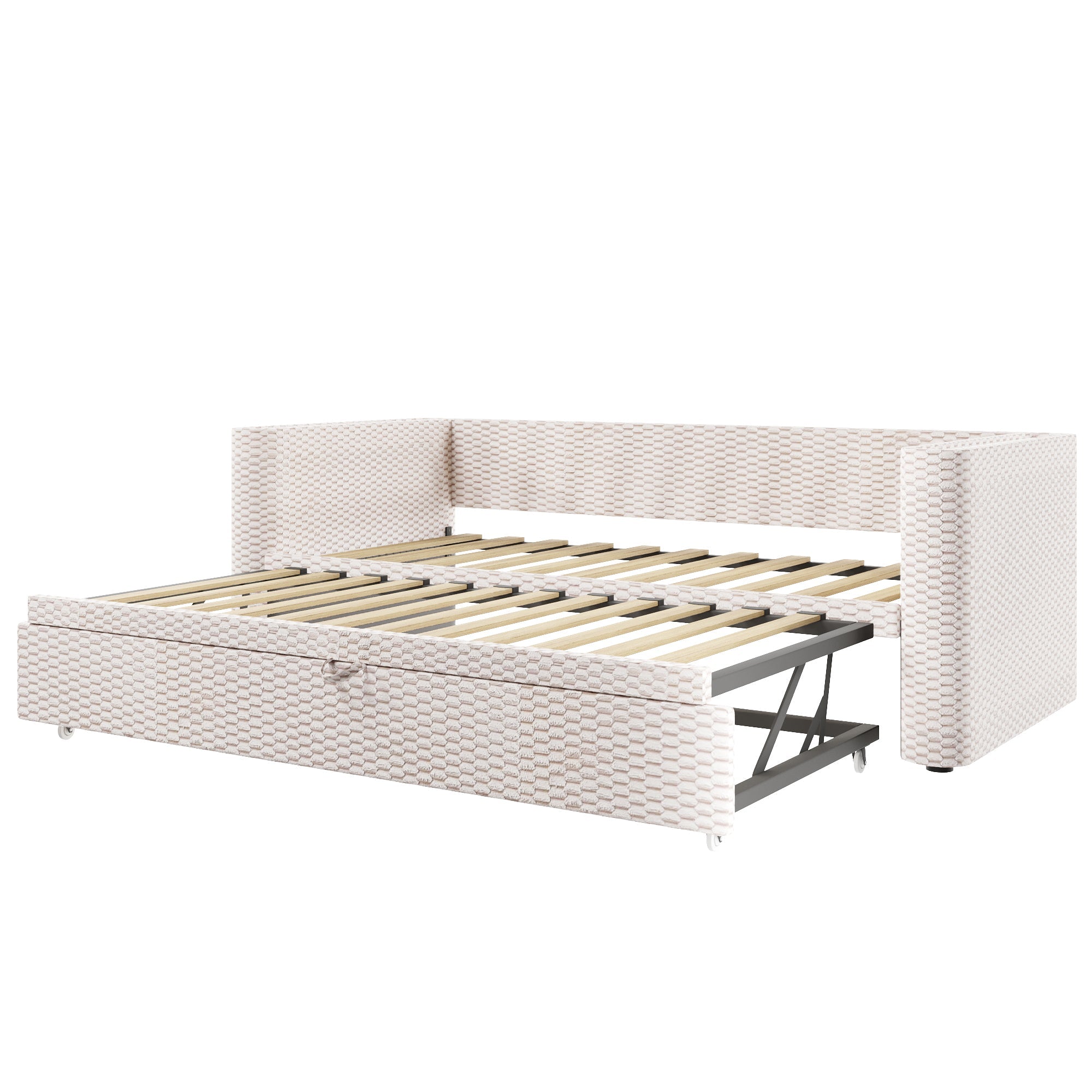 Logidon dagbed slaapbank beige fluweel 90x200/180x200 LED