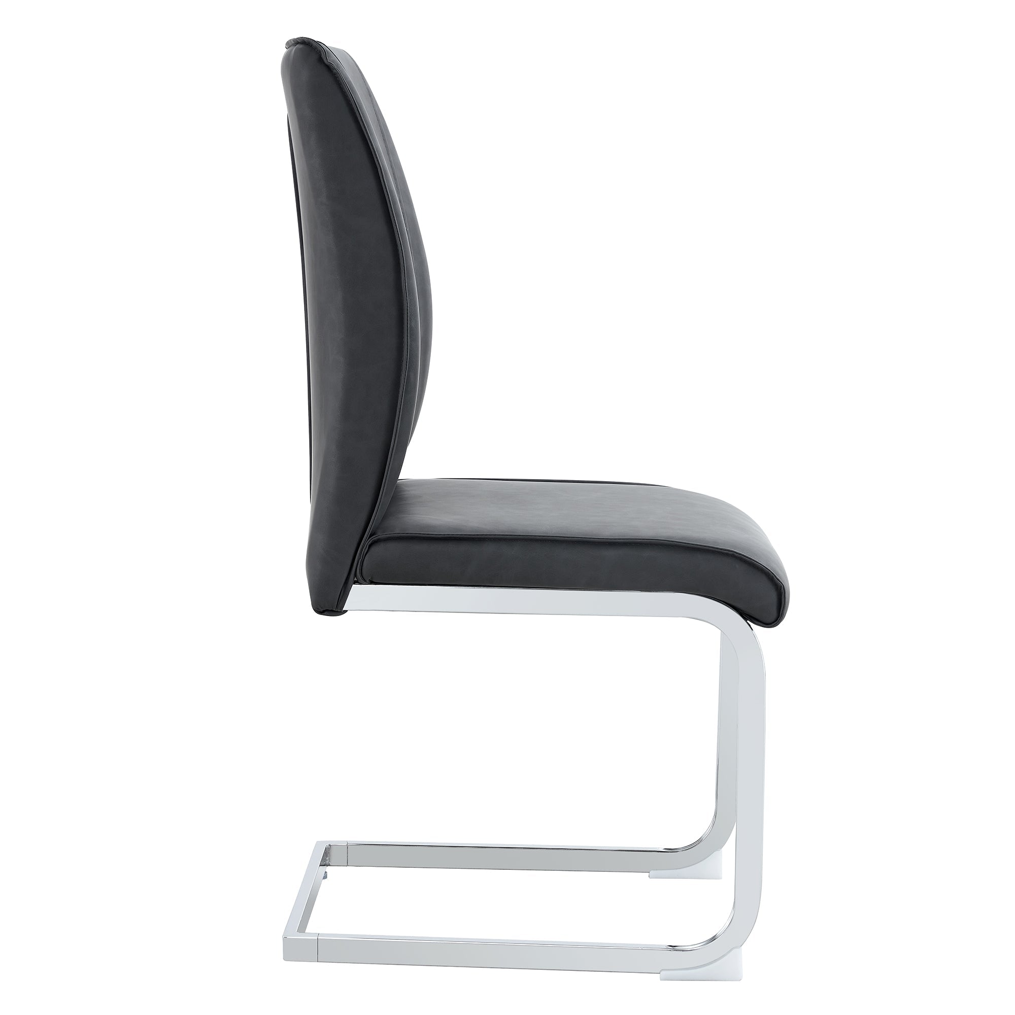 Logidon Dining Table Chair Set Gray Faux Leather With Horseskin Texture