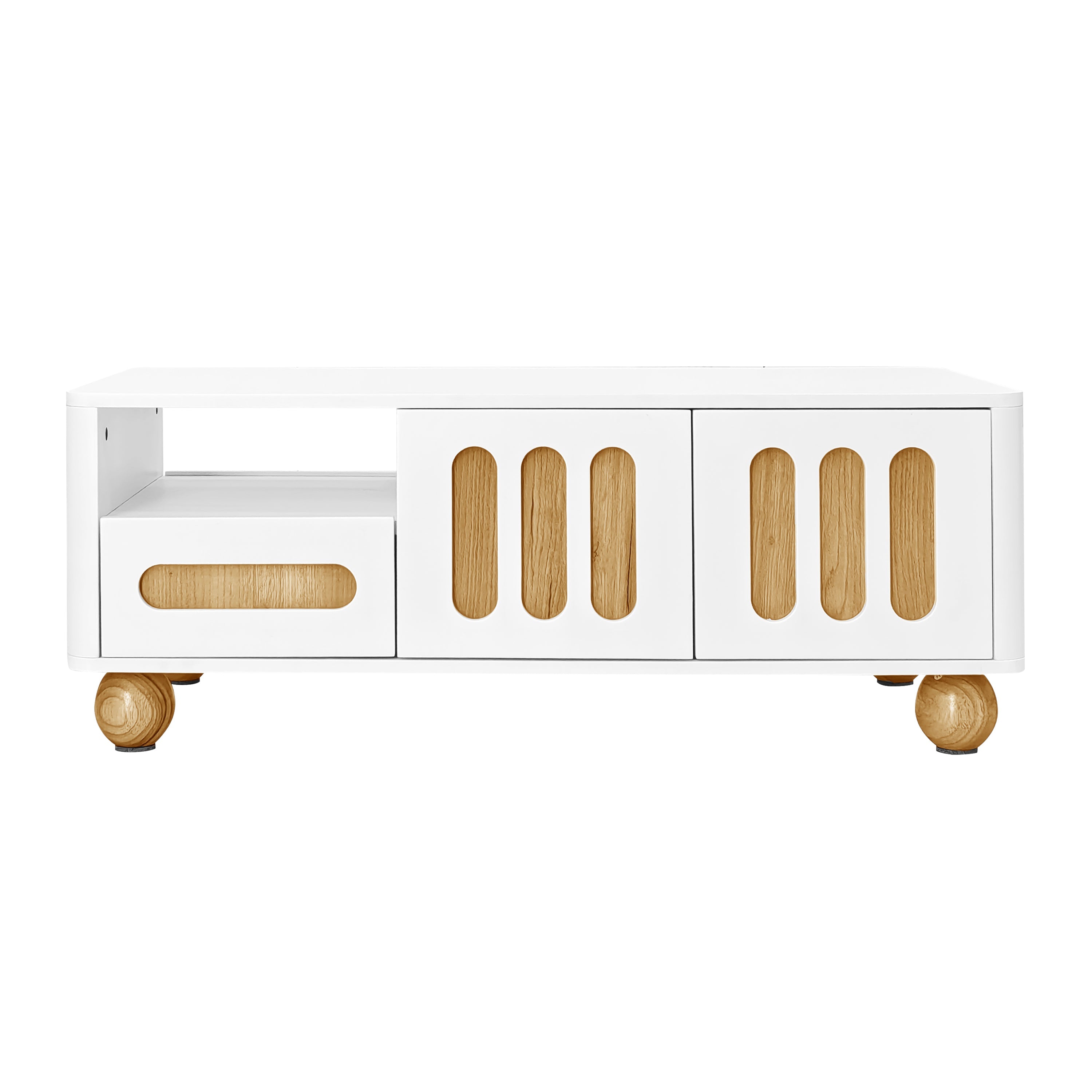 Logidon Moderne Salontafel 105x50x40 Cm Wit Houtlook LED Verlichting