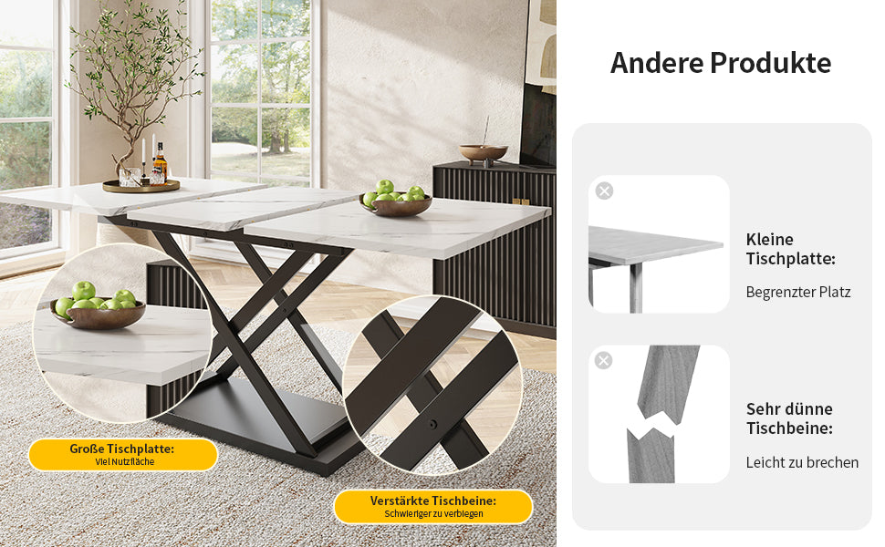 Logidon uitschuifbare eettafel 120-160 x 80 cm wit marmerlook