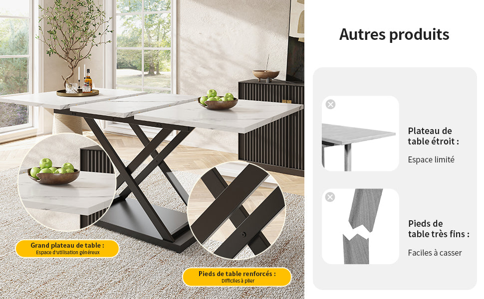 Logidon uitschuifbare eettafel 120-160 x 80 cm wit marmerlook