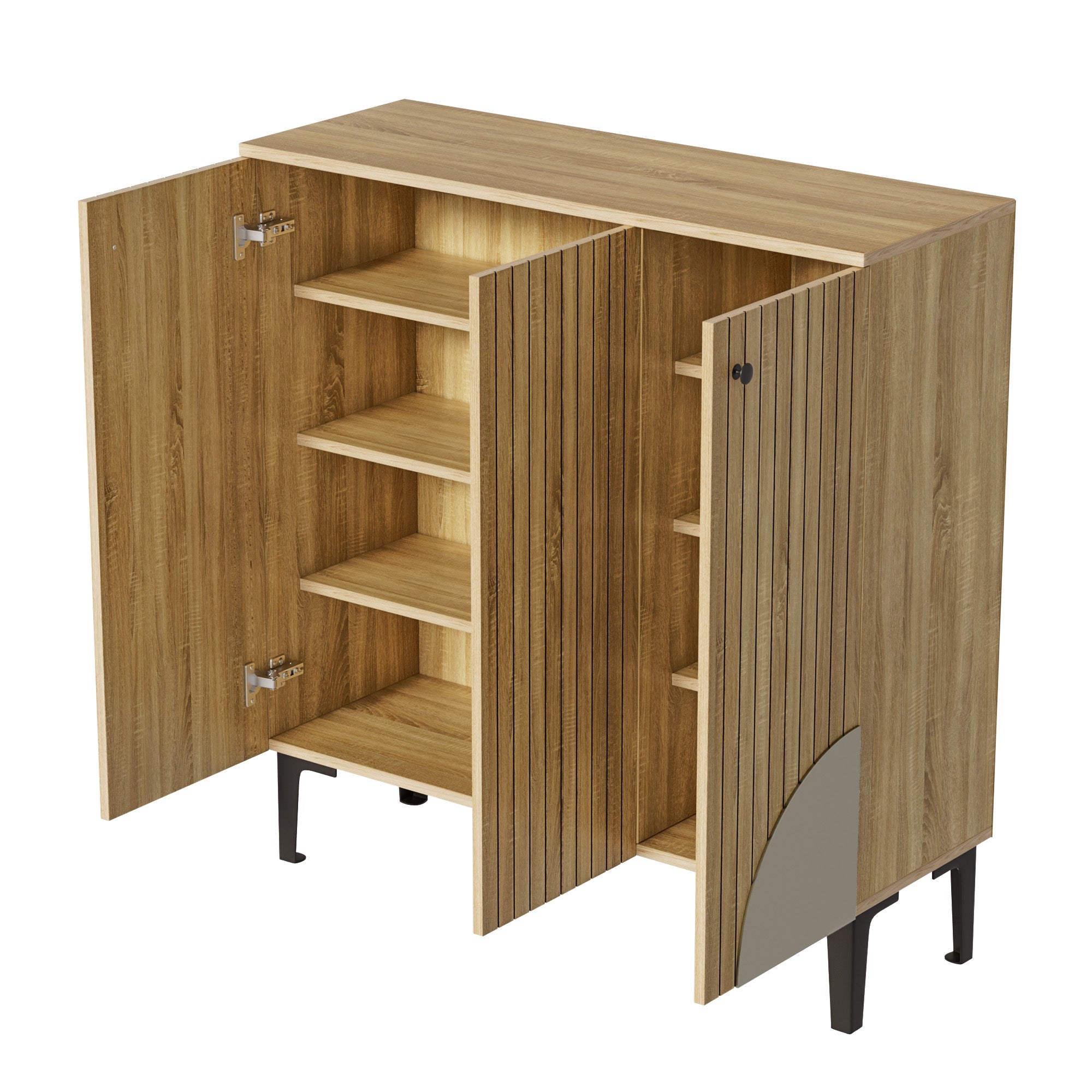 Logidon Moderne schoenenkast 90x32x94 cm houtlook met 3 deuren