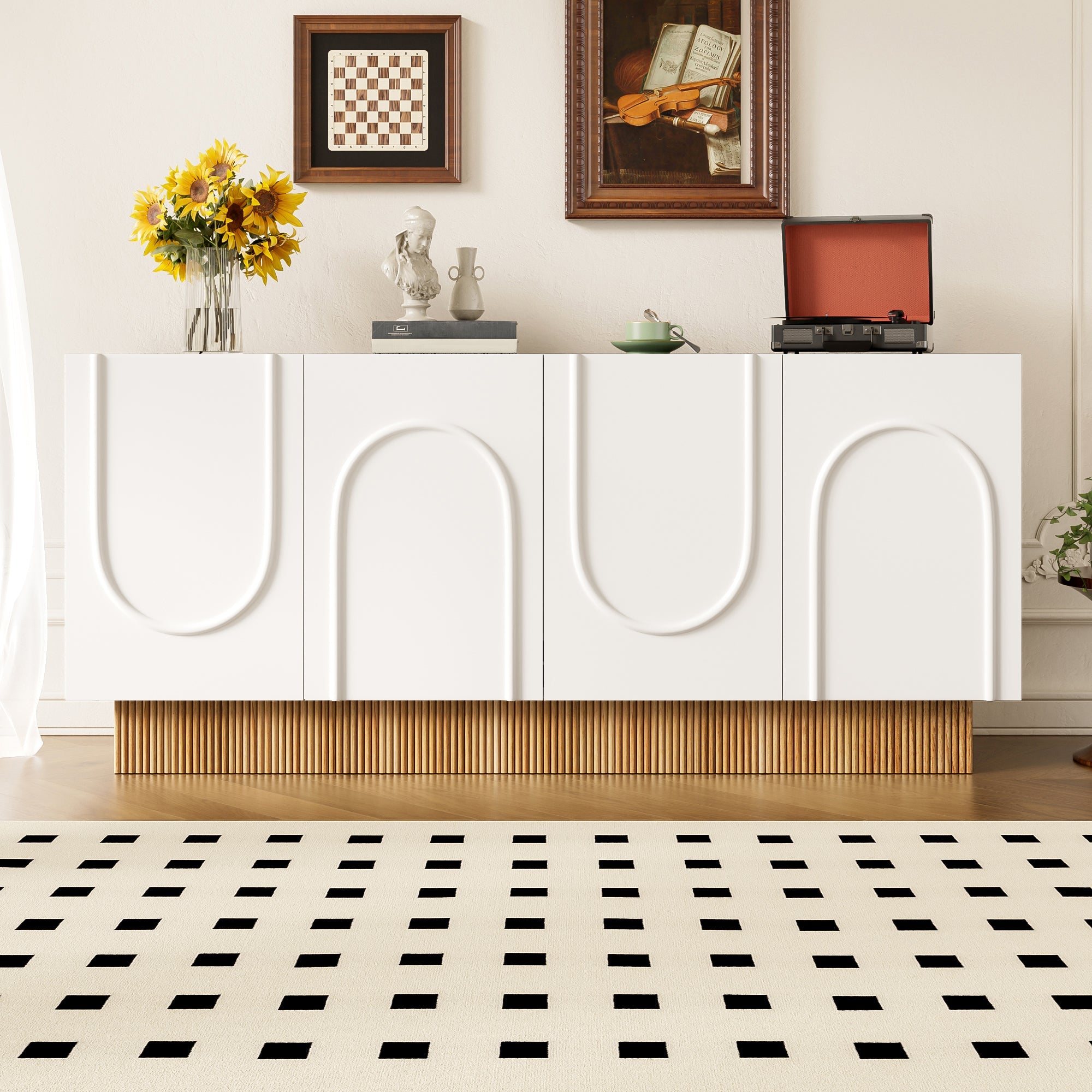 Logidon dressoir 160x38x75 cm wit met U-reliëf design