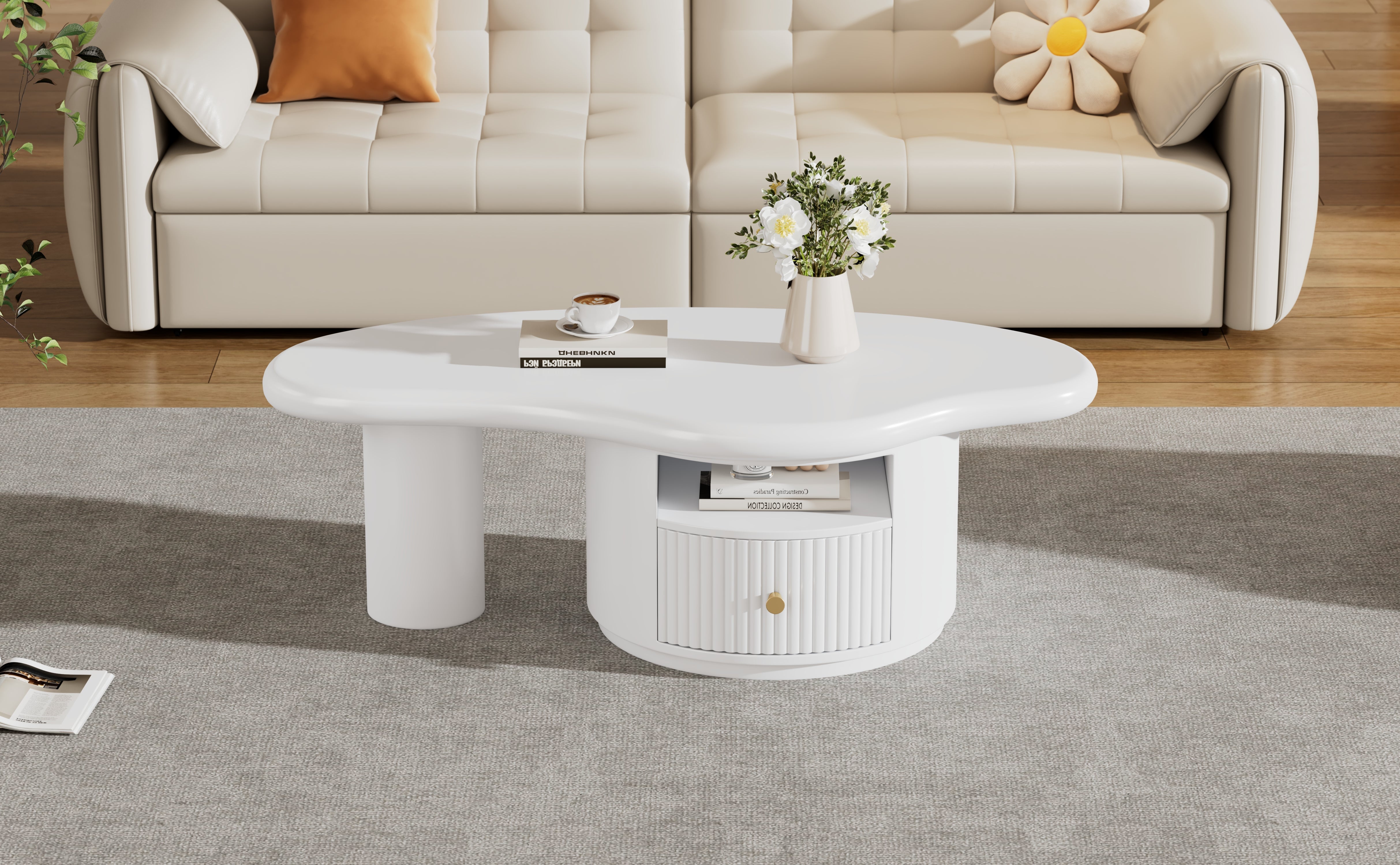 Logidon onregelmatige salontafel in wolkvorm 110x60cm wit