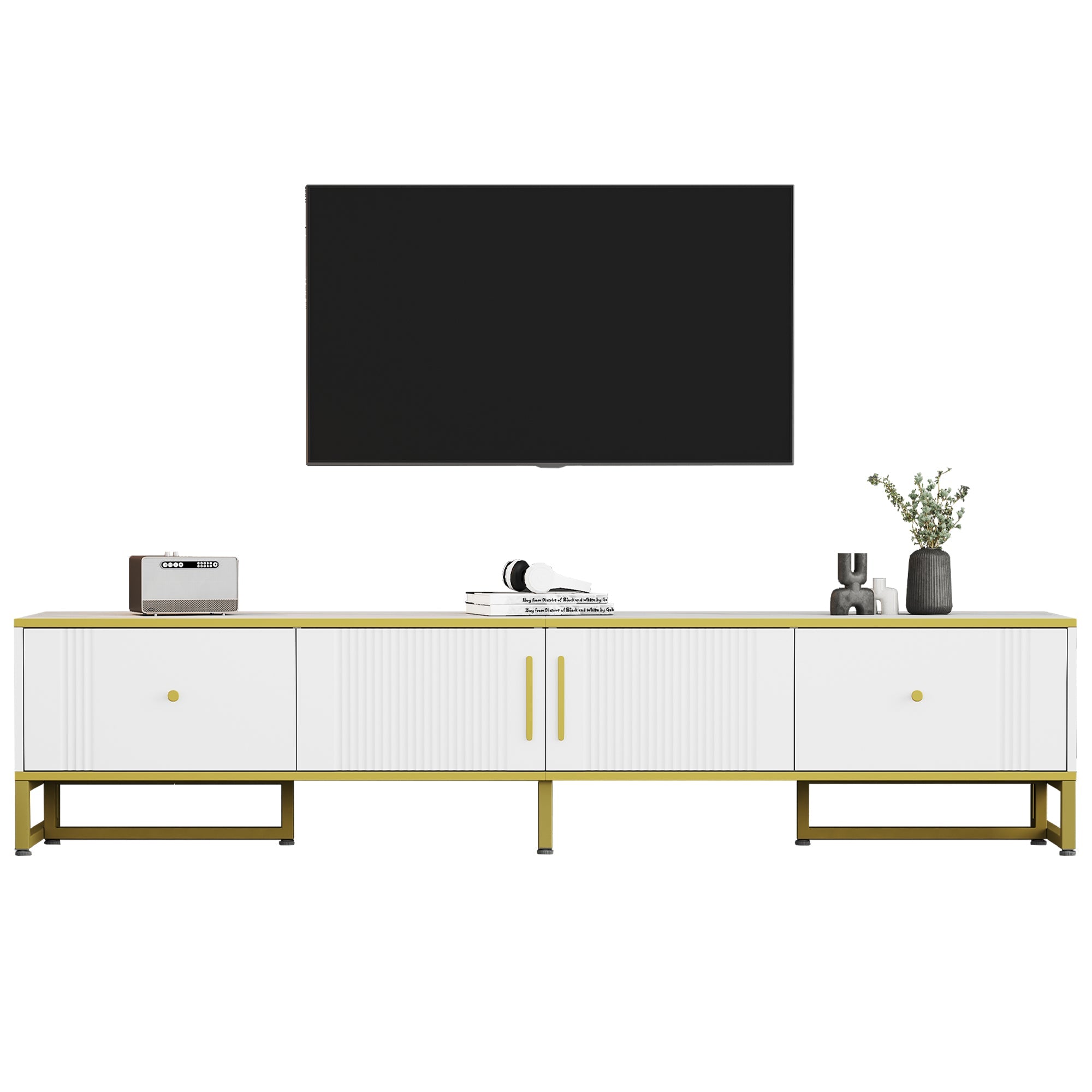 Logidon Elegant Wit TV-meubel 180x40x40 cm Gouden Trim