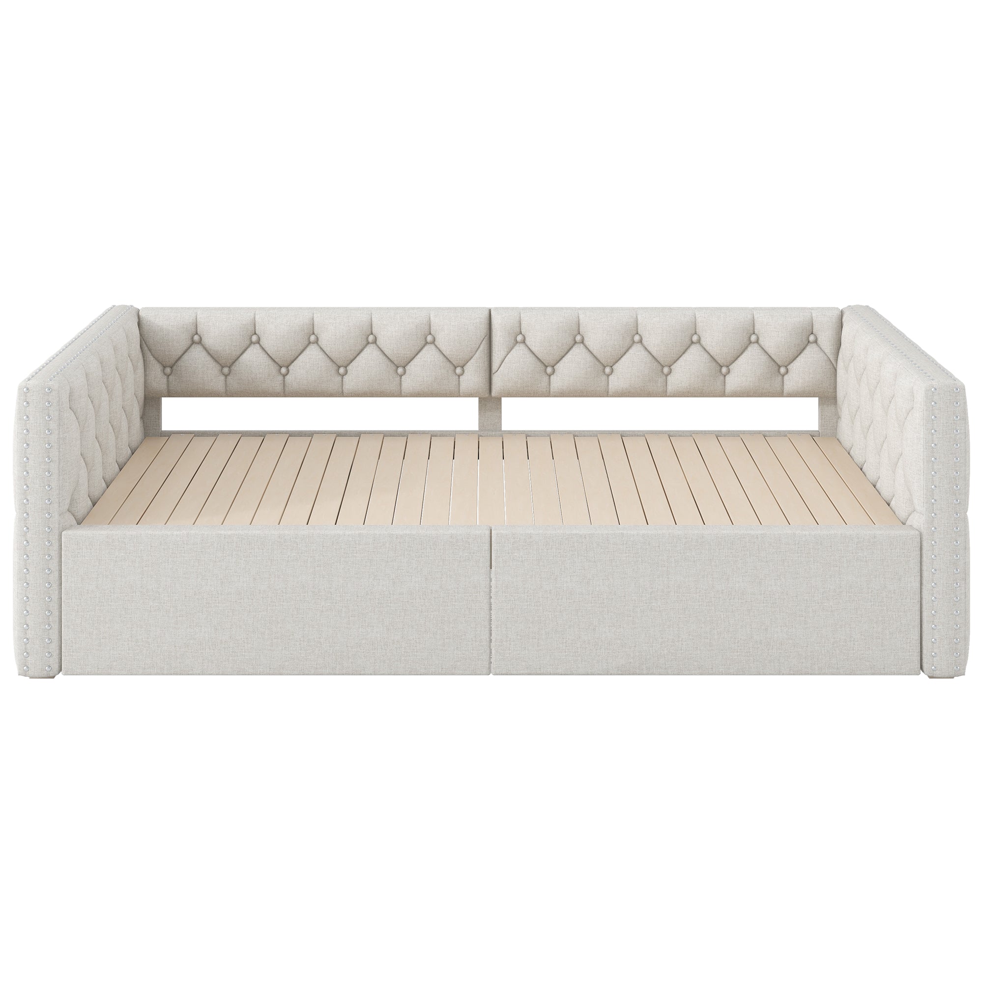 Logidon uitschuifbaar dagbed 90x200 tot 180x200 beige met LED
