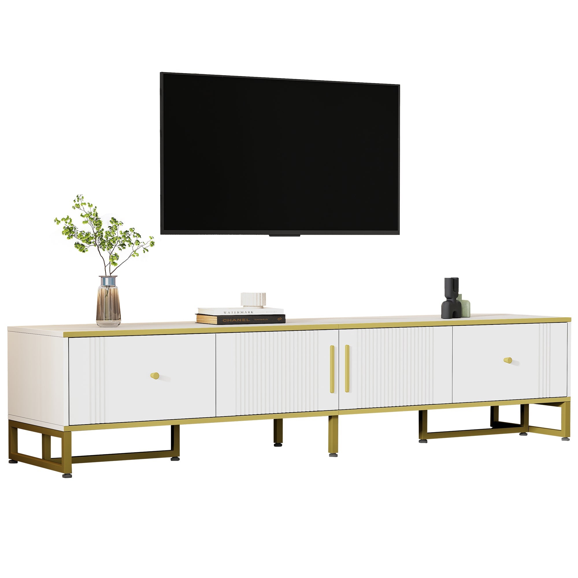 Logidon Elegant Wit TV-meubel 180x40x40 cm Gouden Trim