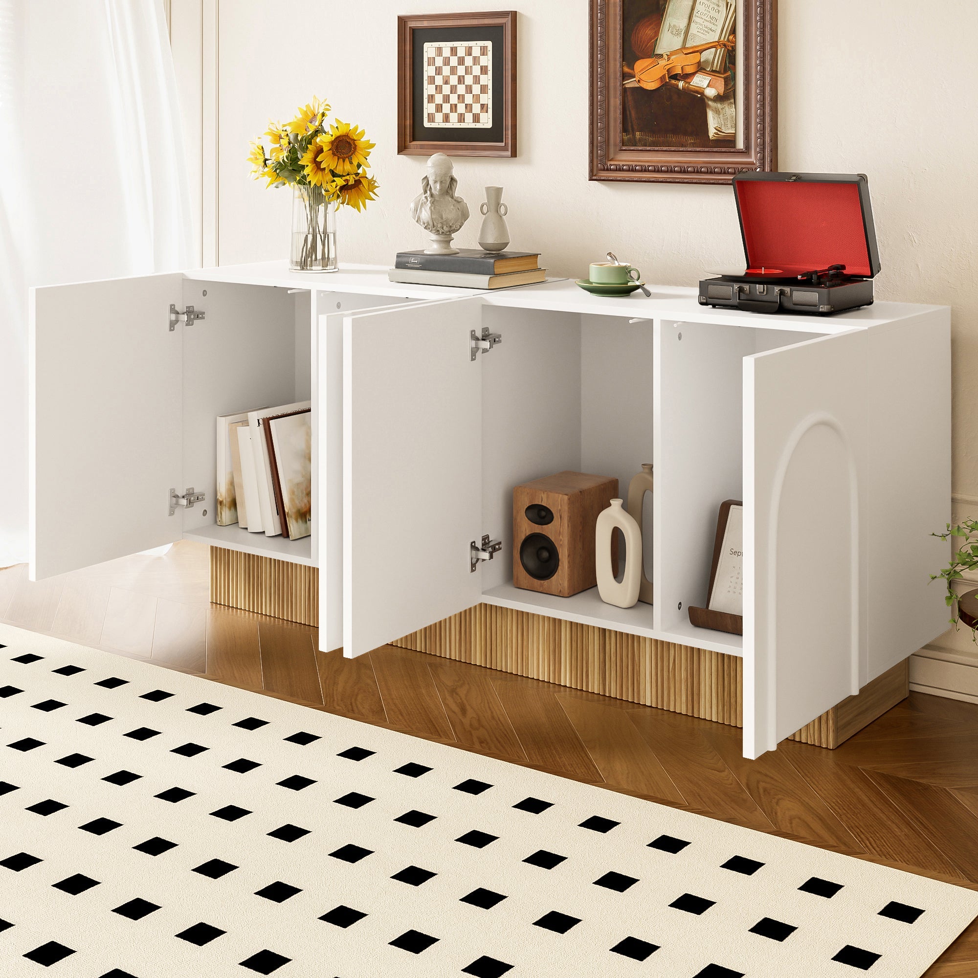 Logidon dressoir 160x38x75 cm wit met U-reliëf design