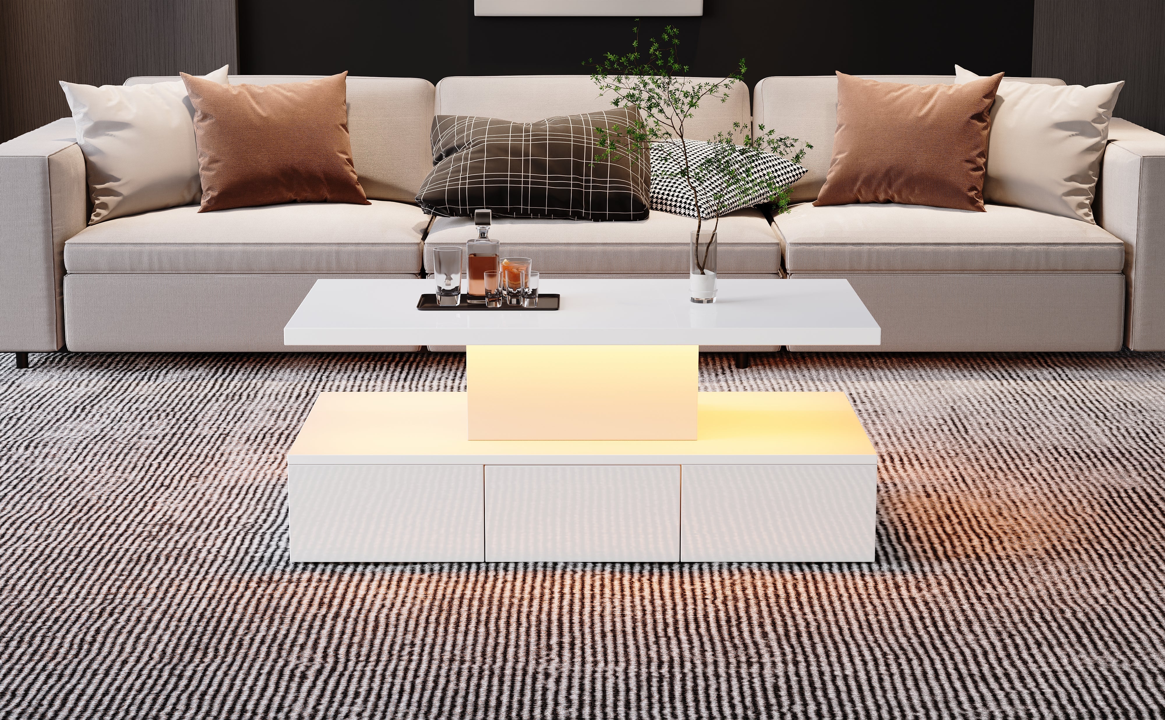 Logidon Salontafel met twee niveaus, witte LED-verlichting