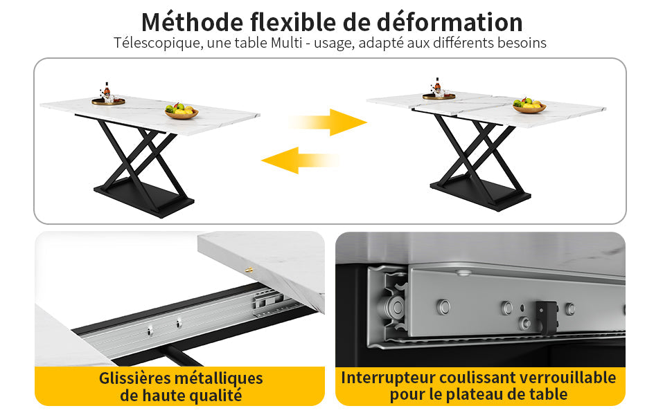 Logidon uitschuifbare eettafel 120-160 x 80 cm wit marmerlook
