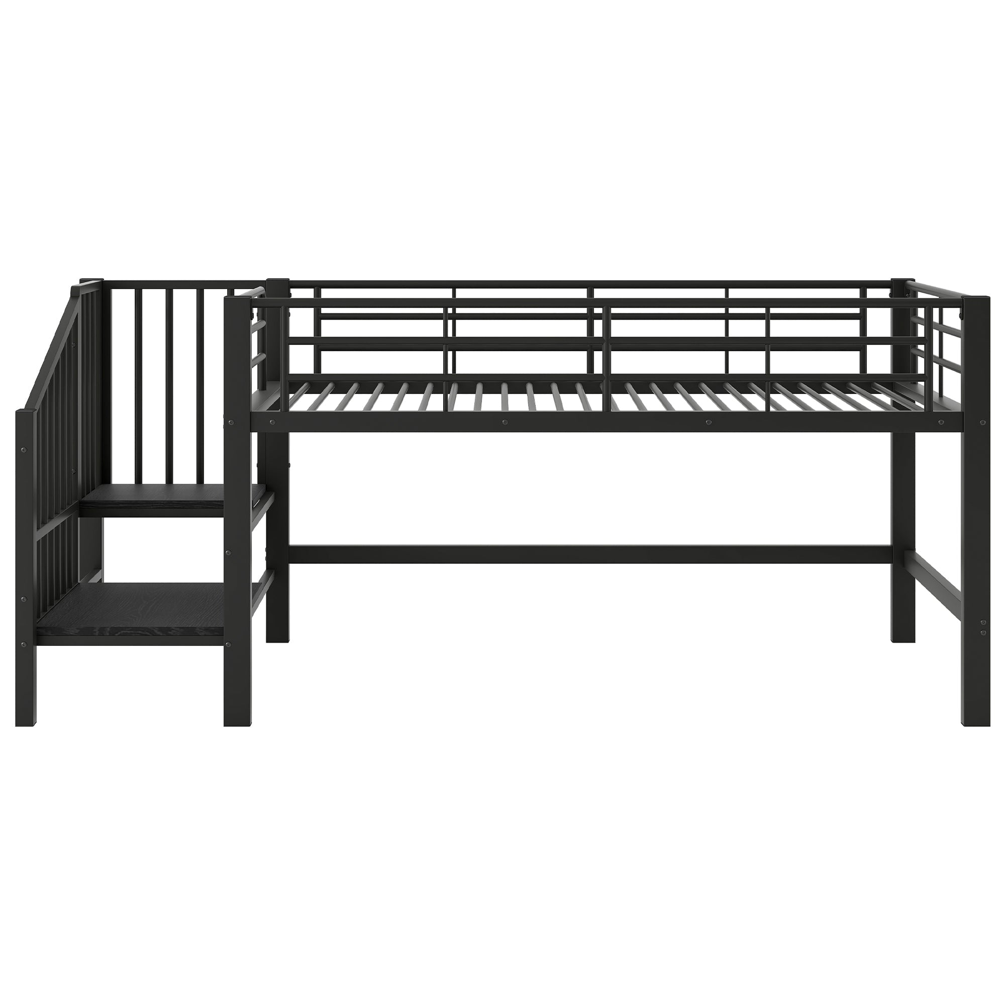 Logidon halfhoge hoogslaper 90 x 200 met opbergtrap zwart