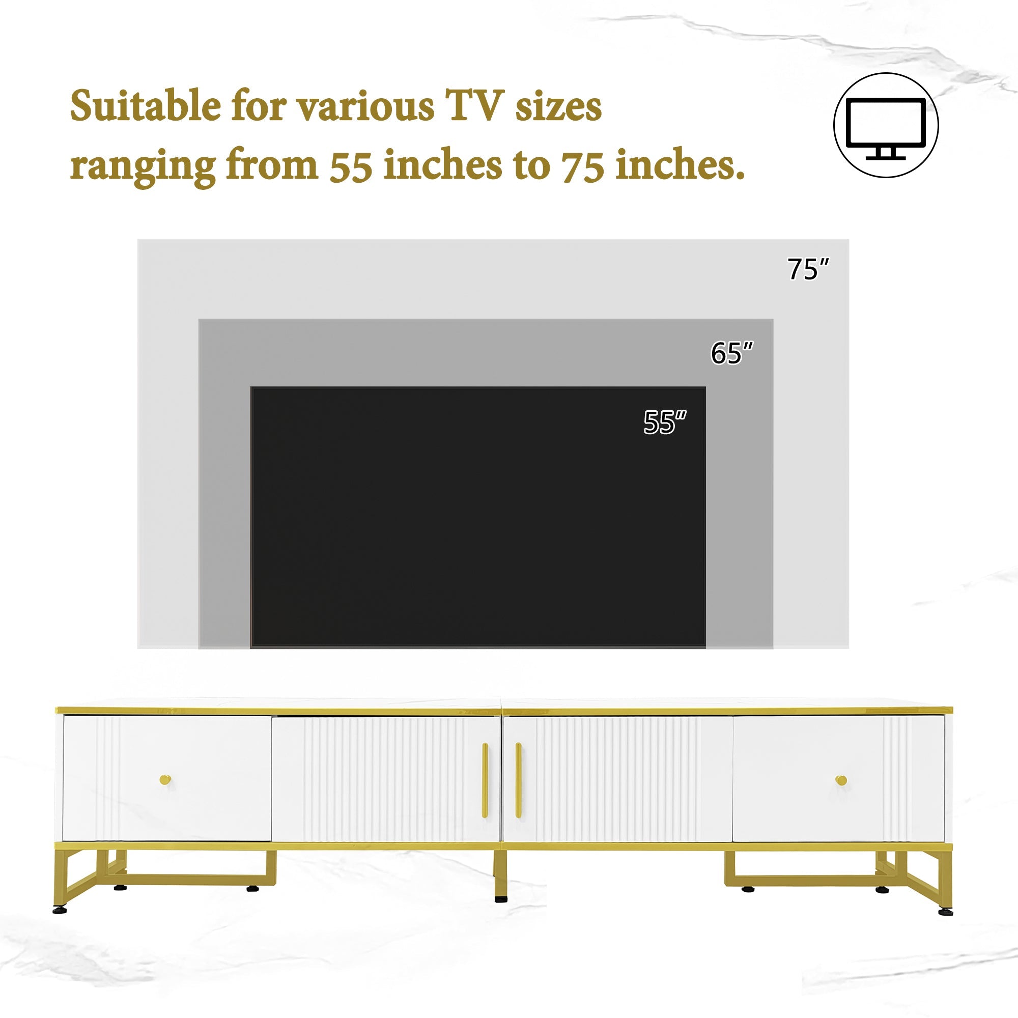 Logidon Elegant Wit TV-meubel 180x40x40 cm Gouden Trim