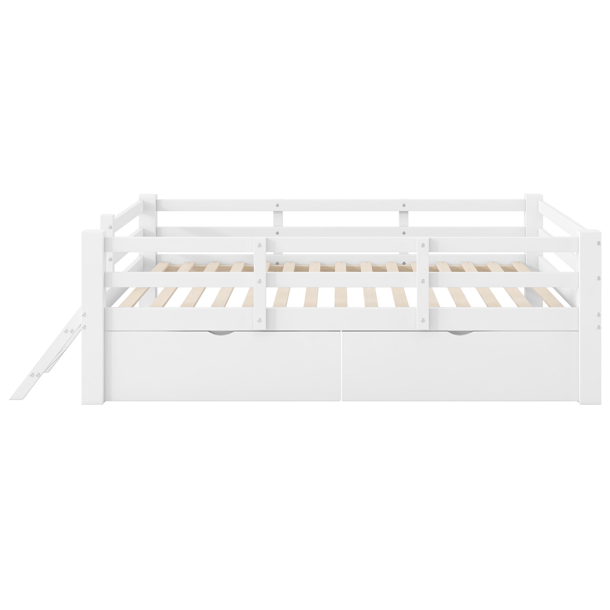 Logidon 90x200 houten platformbedleuning 2 laden wit