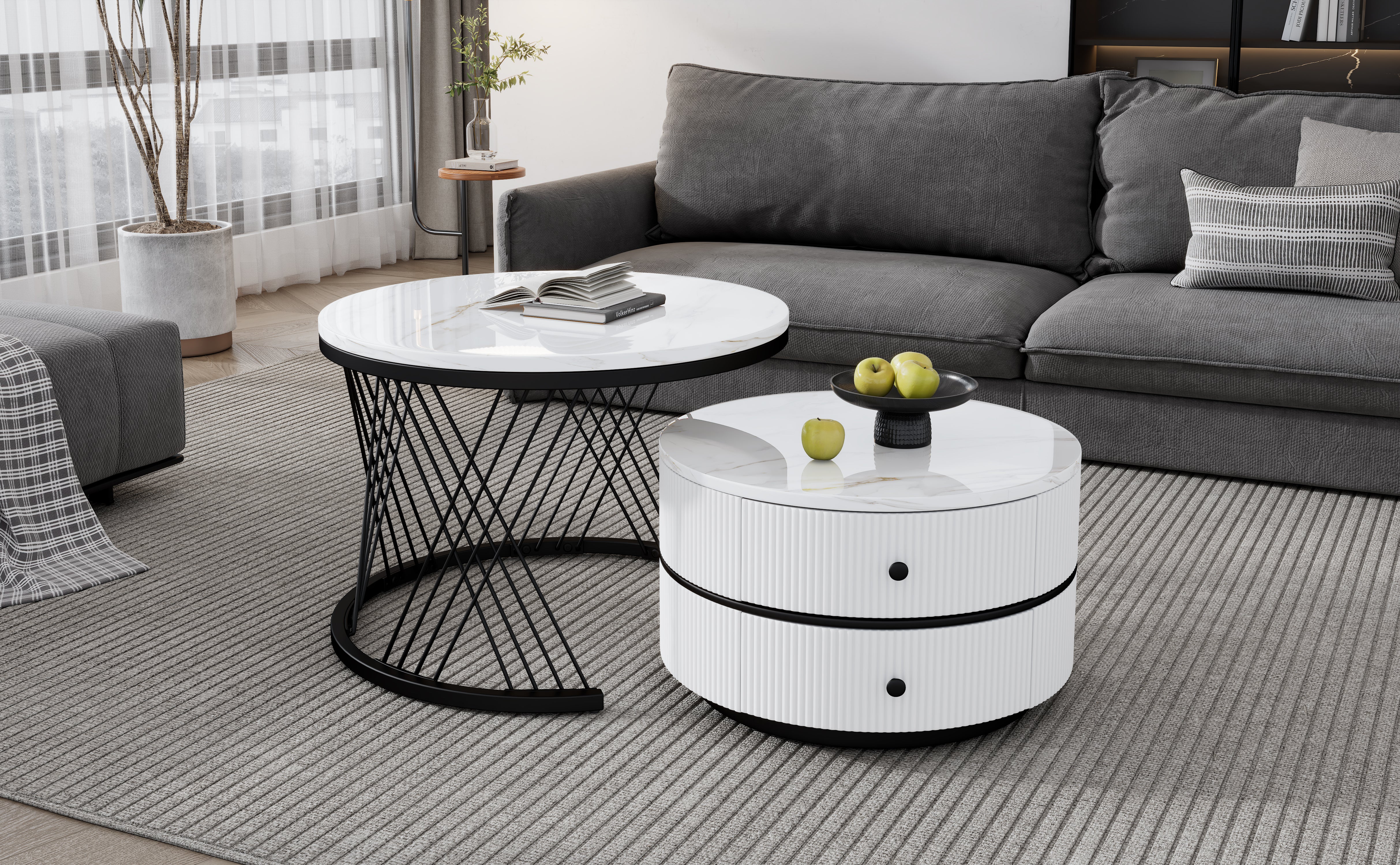 Logidon Elegant Nest salontafelset wit, 2-delig, 60x60/50x50