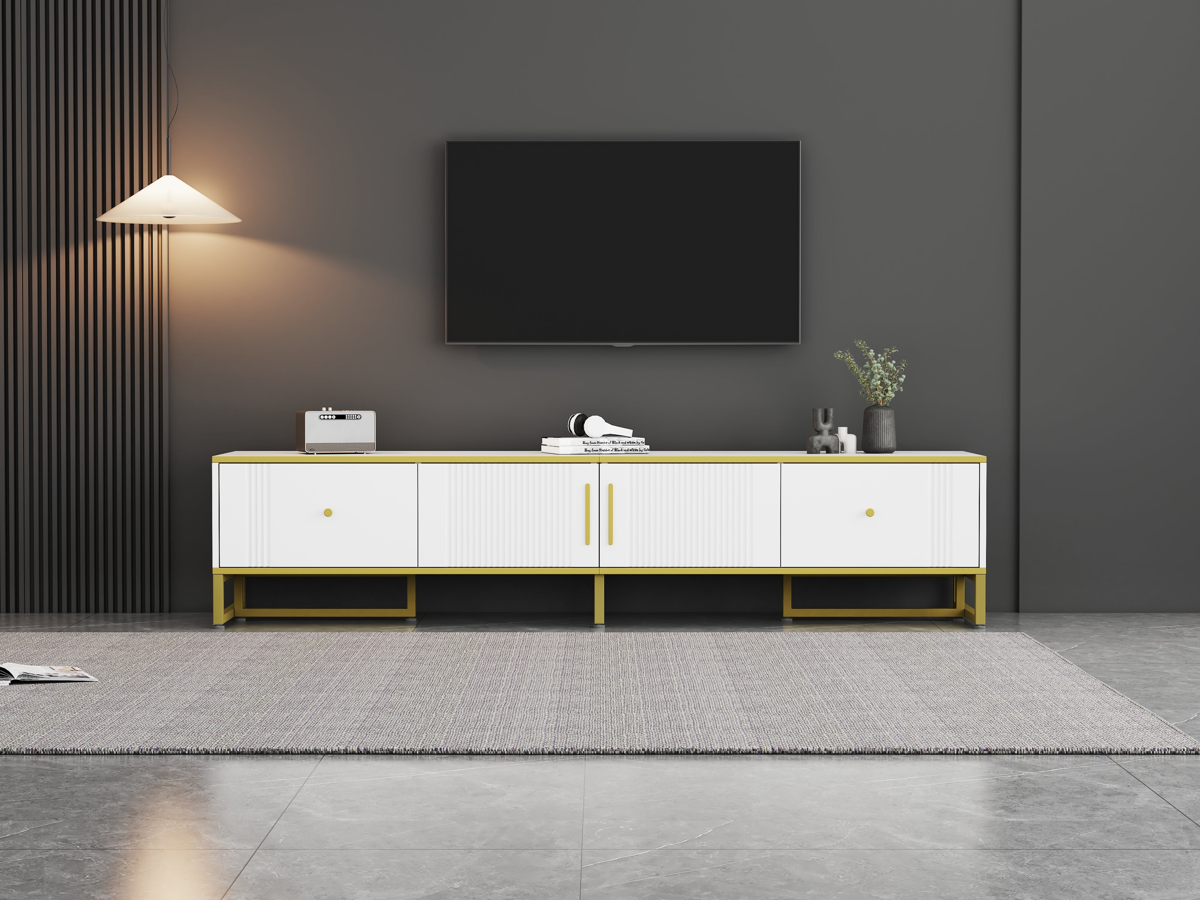 Logidon Elegant Wit TV-meubel 180x40x40 cm Gouden Trim