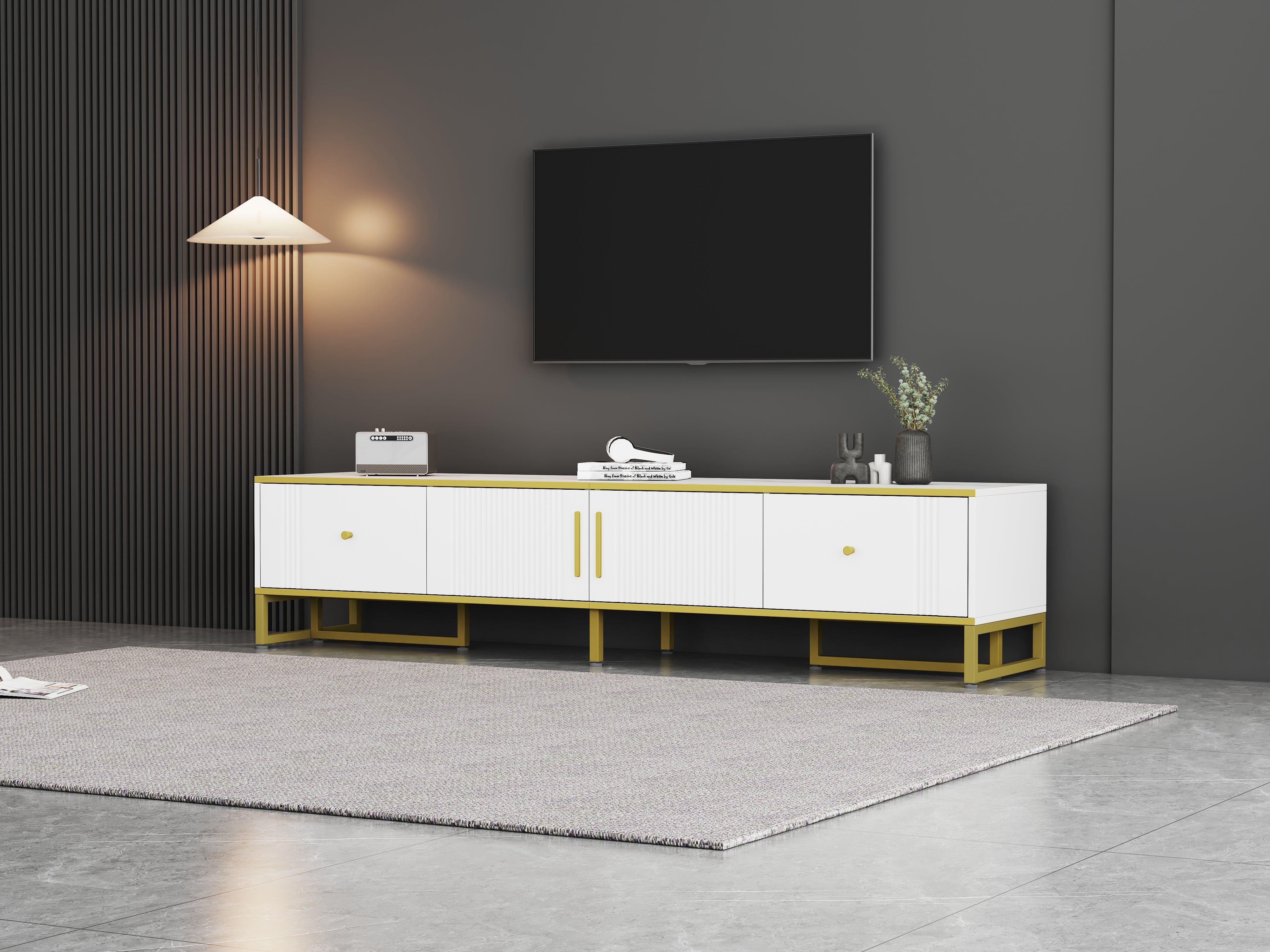 Logidon Elegant Wit TV-meubel 180x40x40 cm Gouden Trim