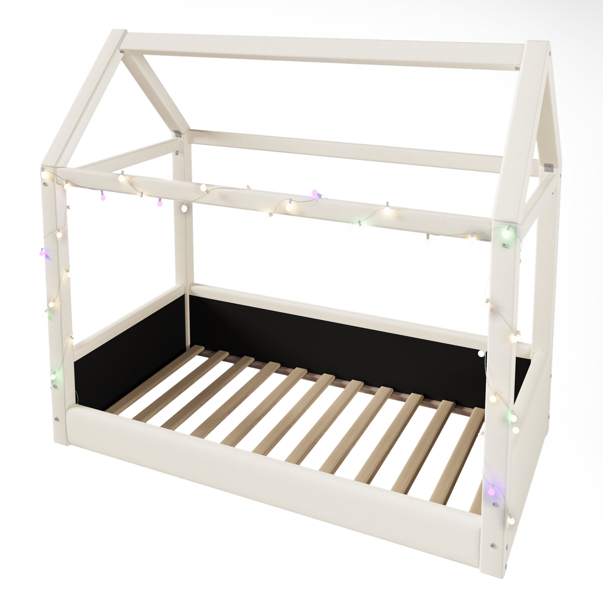 Logidon Gestoffeerd Dagbed 90x200 cm Beige Met LED Lichtstrips
