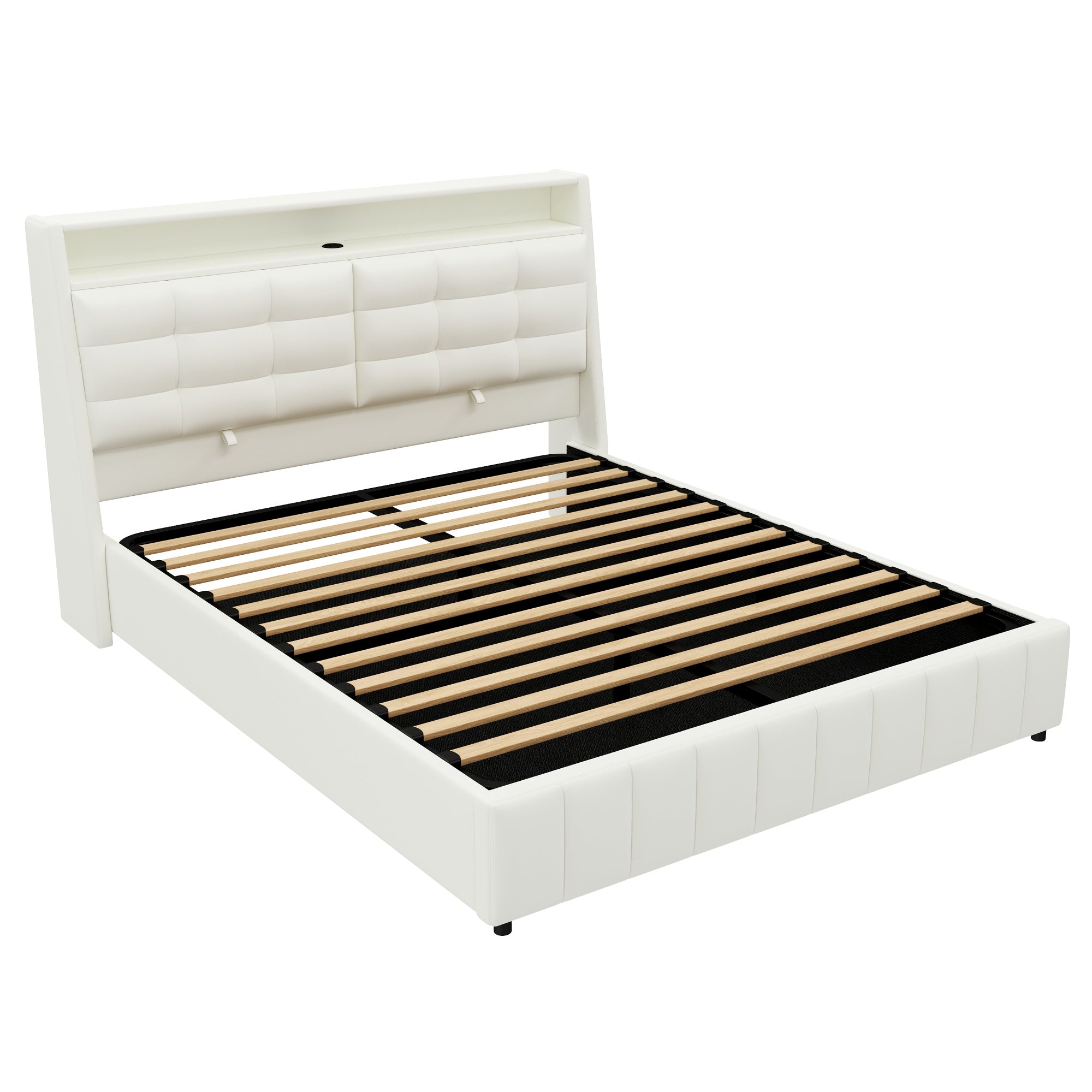 Logidon gewatteerd platformbed 160x200 met LED-licht en USB wit