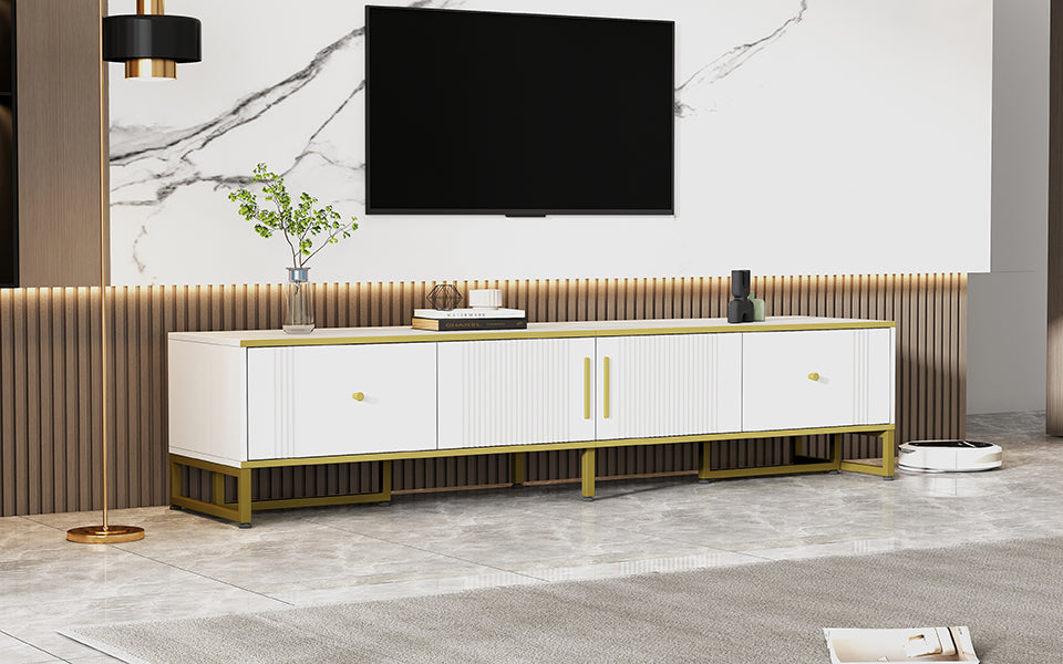Logidon Elegant Wit TV-meubel 180x40x40 cm Gouden Trim