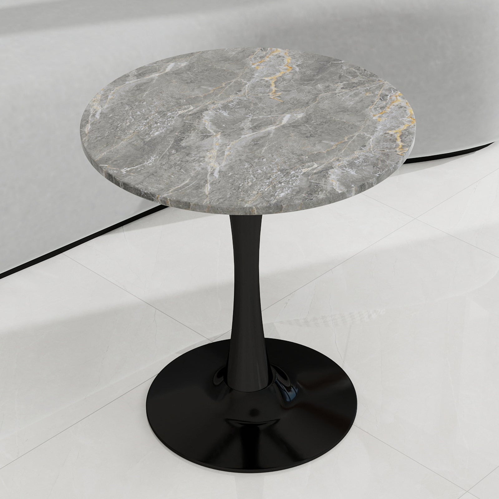 Logidon ronde salontafel marmerlook grijs 70 cm diameter tulpvoet