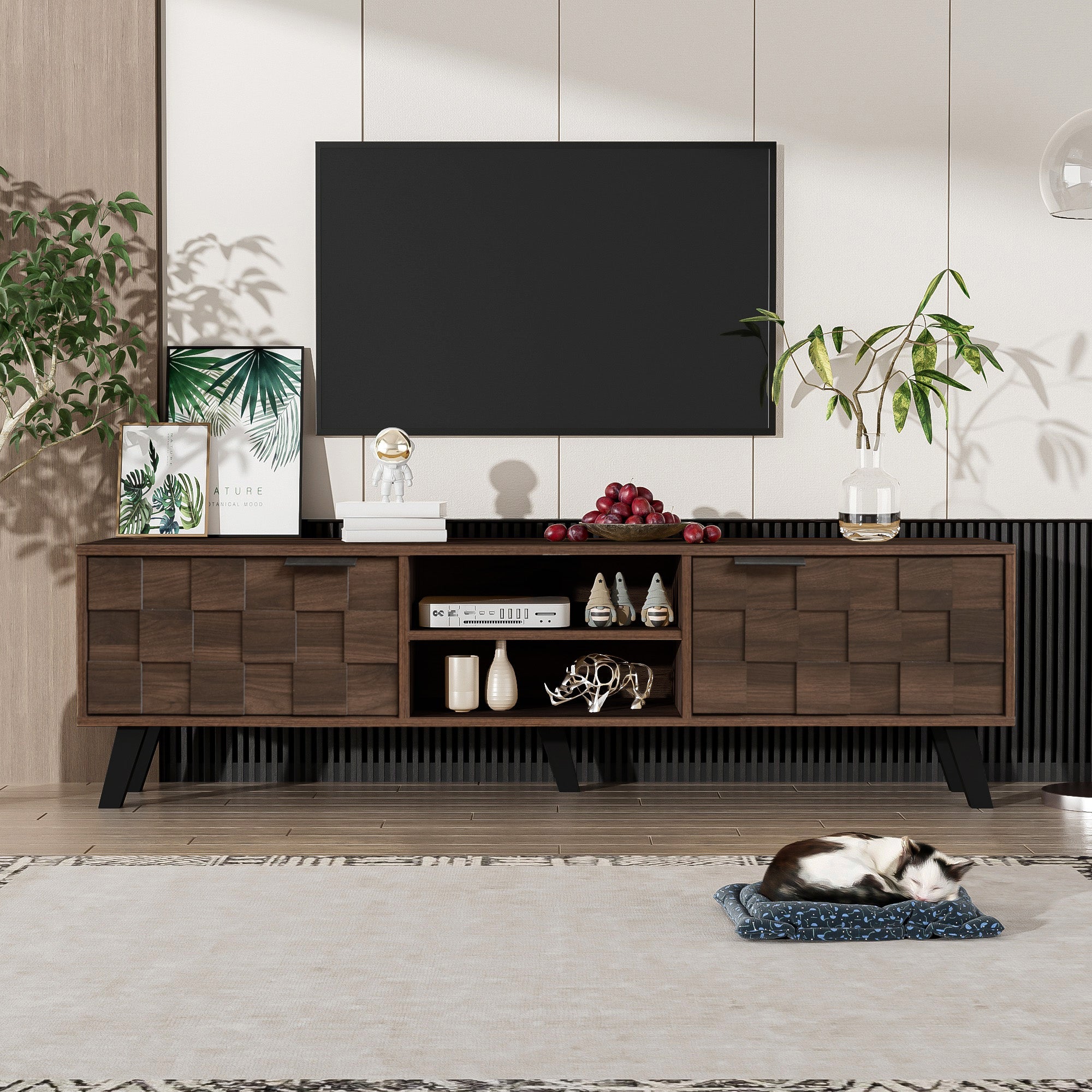 Logidon TV-meubel bruin 160,5 cm, 2 deuren, 2 open vakken
