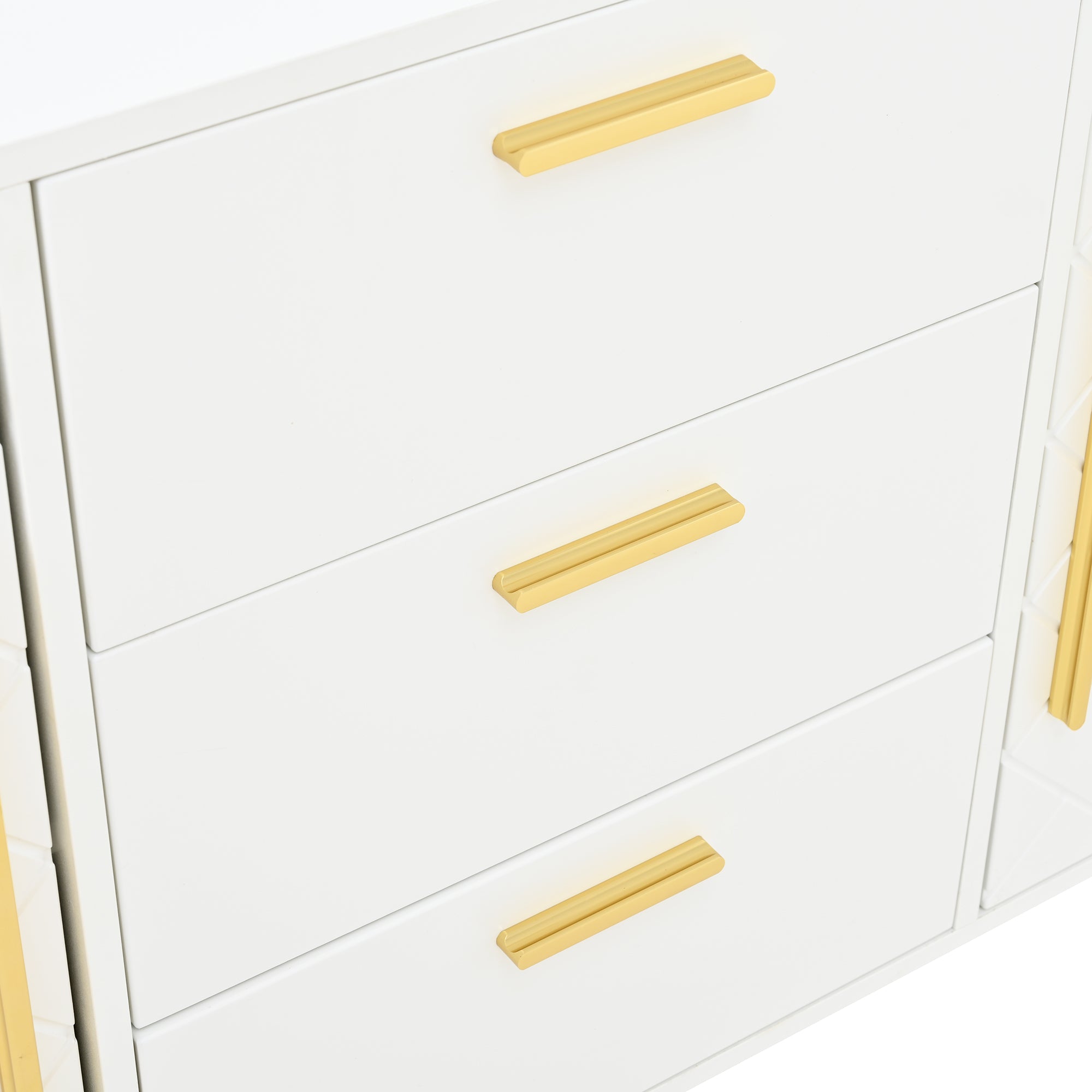 Logidon dressoir wit visgraatpatroon 145x40x75 cm 3 lades