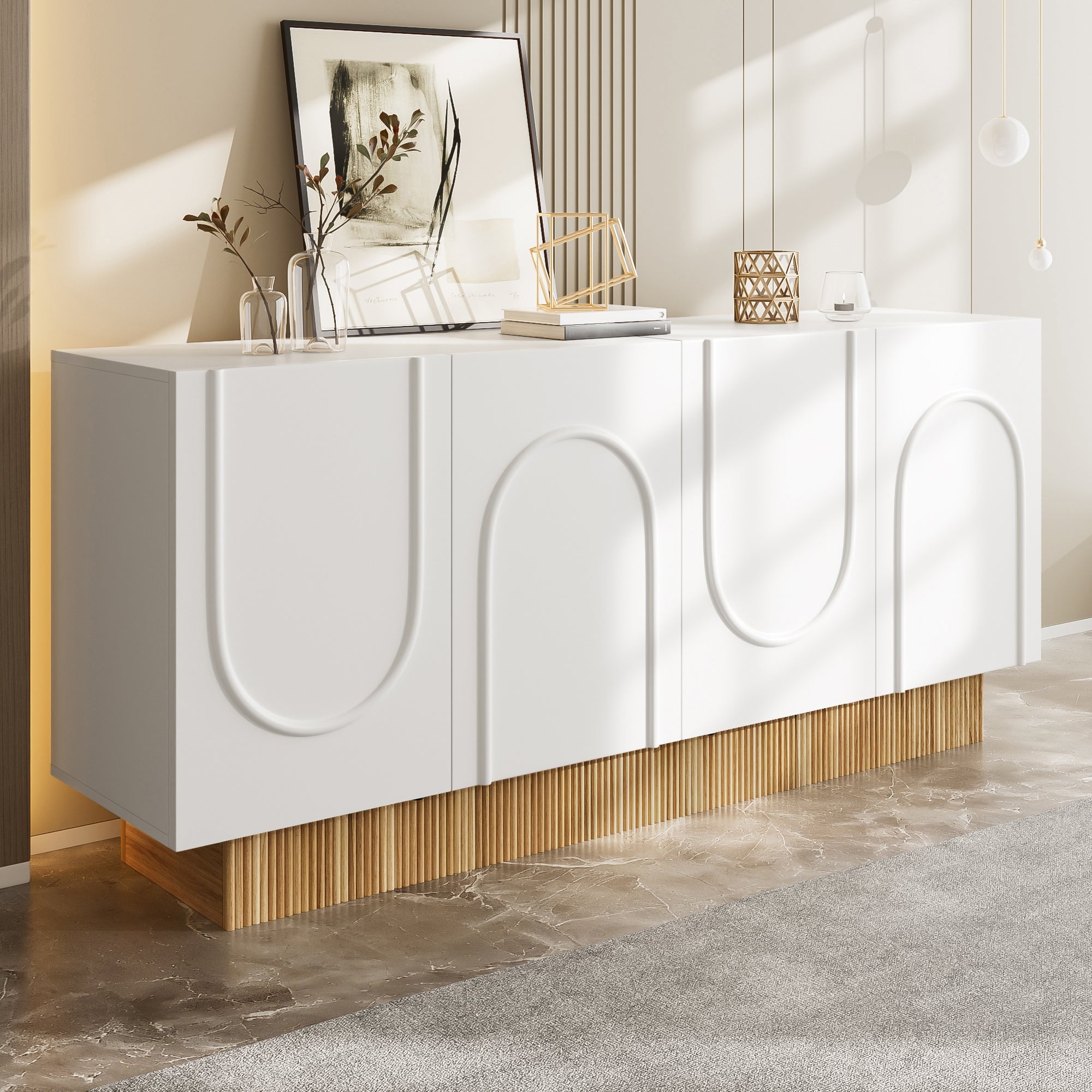 Logidon dressoir 160x38x75 cm wit met U-reliëf design