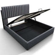 Logidon Upholstered Bed 160x200 cm Gray With Storage Space LED USB Type C