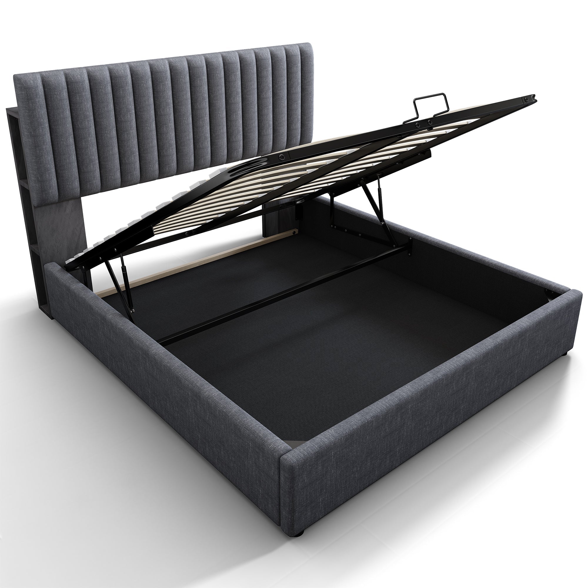 Logidon gestoffeerd bed 160x200 cm LED hoofdbord app bediening grijs