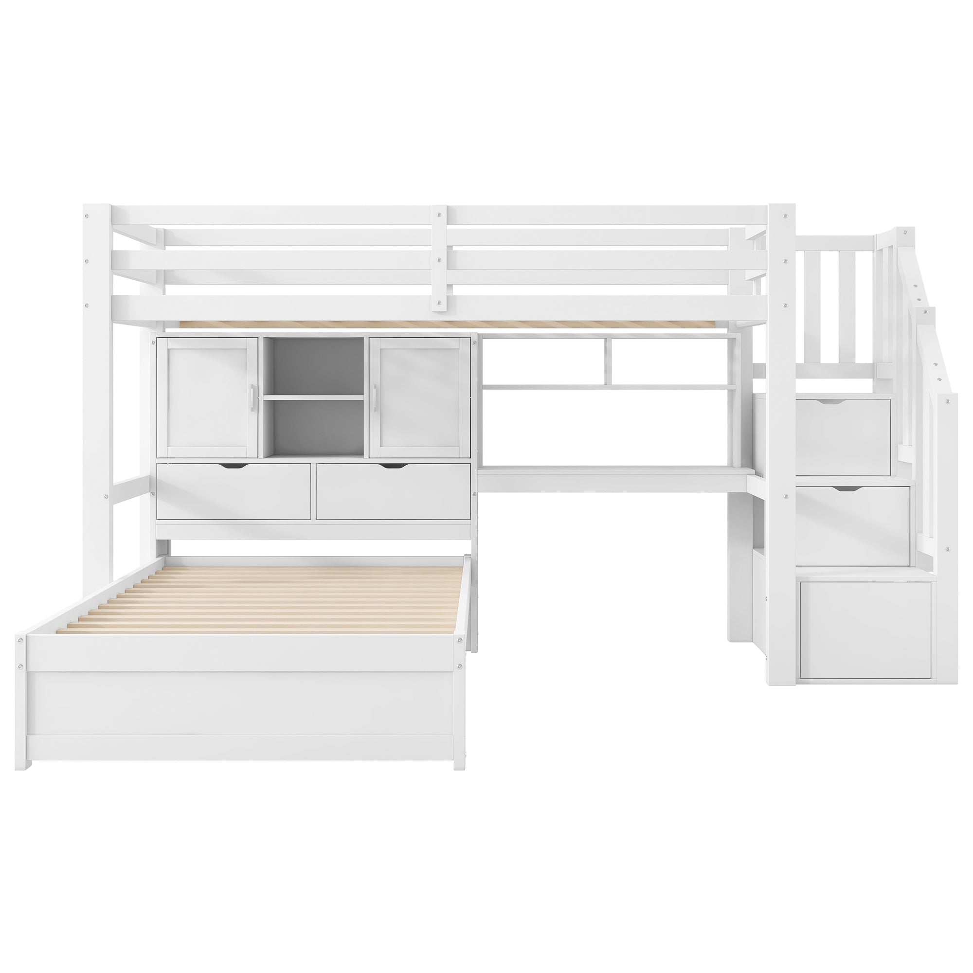 Logidon hoogslaper 90x200 cm met bureau en trap wit
