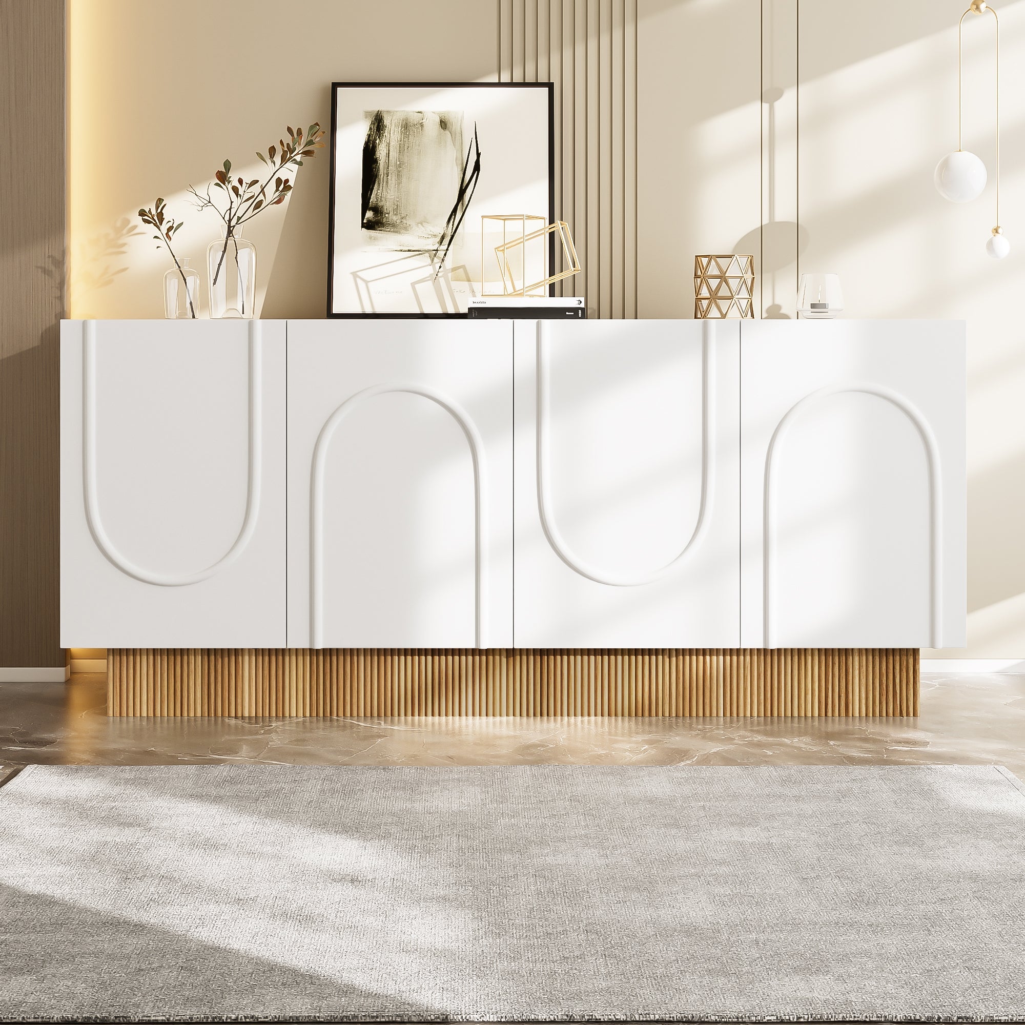Logidon dressoir 160x38x75 cm wit met U-reliëf design