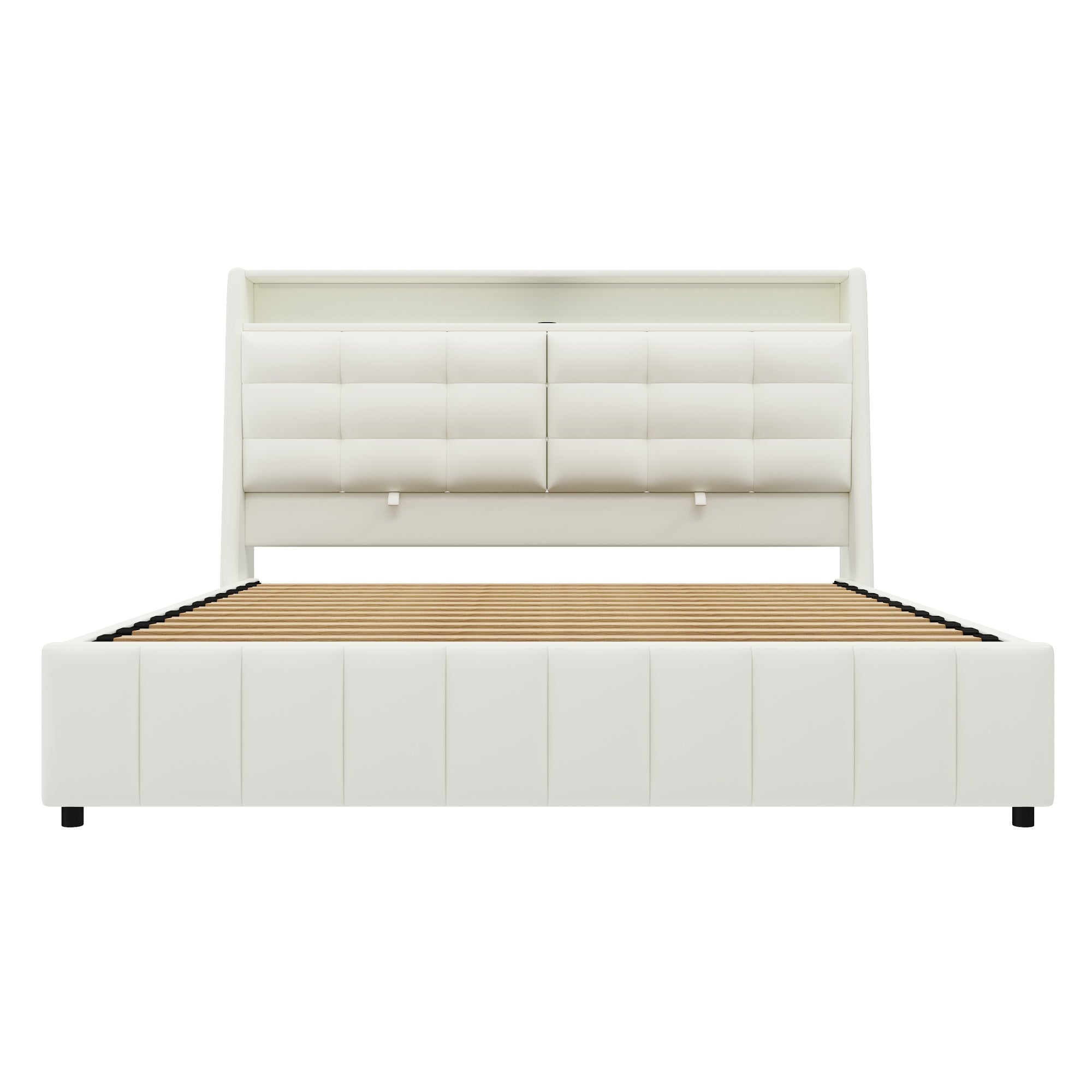 Logidon gewatteerd platformbed 160x200 met LED-licht en USB wit