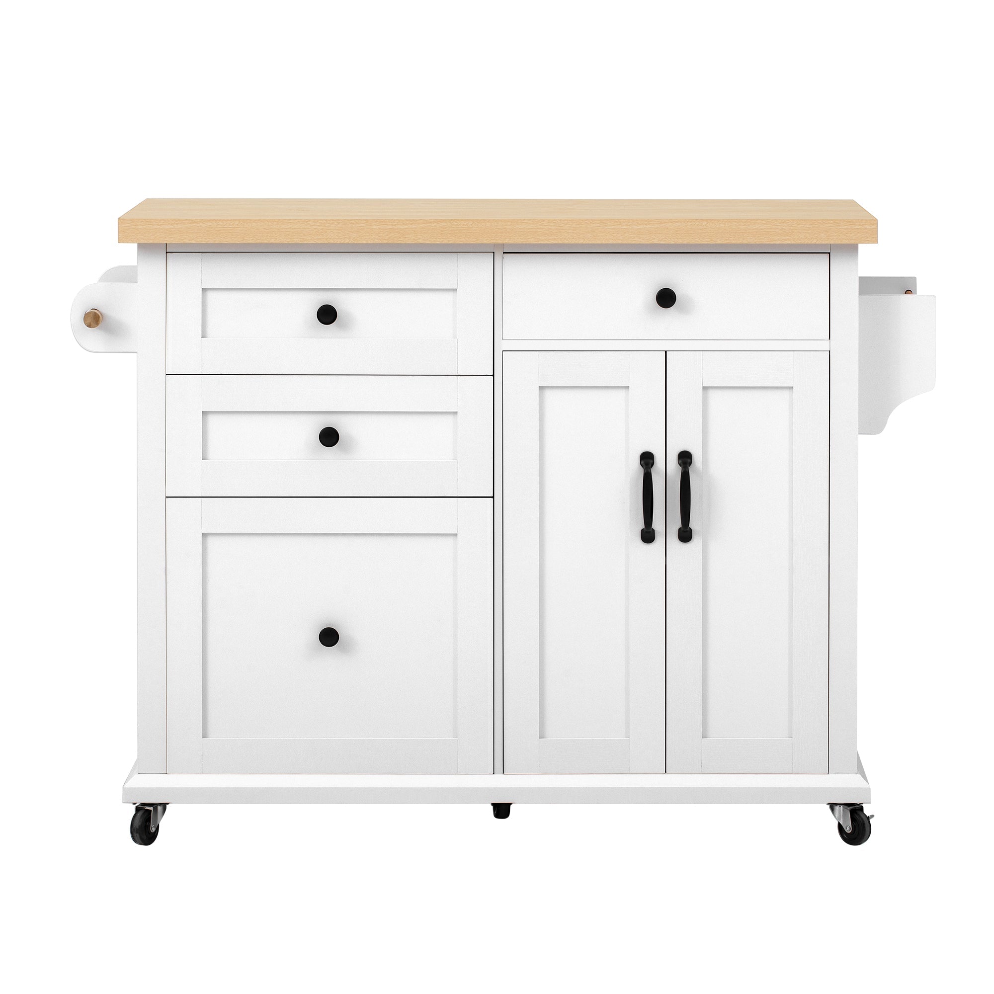 Logidon Mobiel Keukeneiland Wit met Uitschuifbare Eettafel en Laden