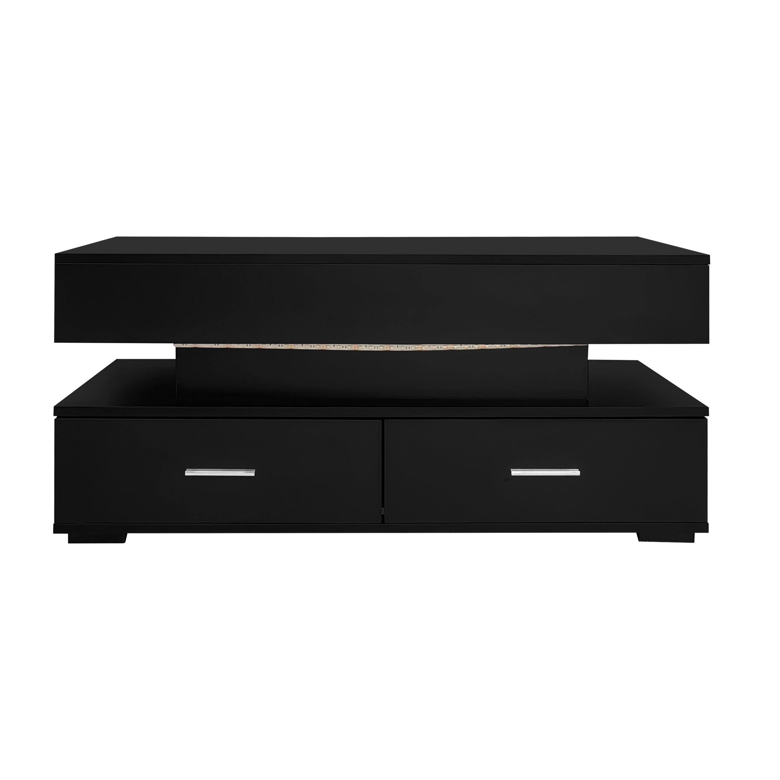 Logidon Verstelbare Salontafel 100x50x44 cm Zwart LED Verlichting
