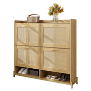 Logidon Elegante Schoenenkast Hout Met Rotan Deuren 4 Deurs Eik