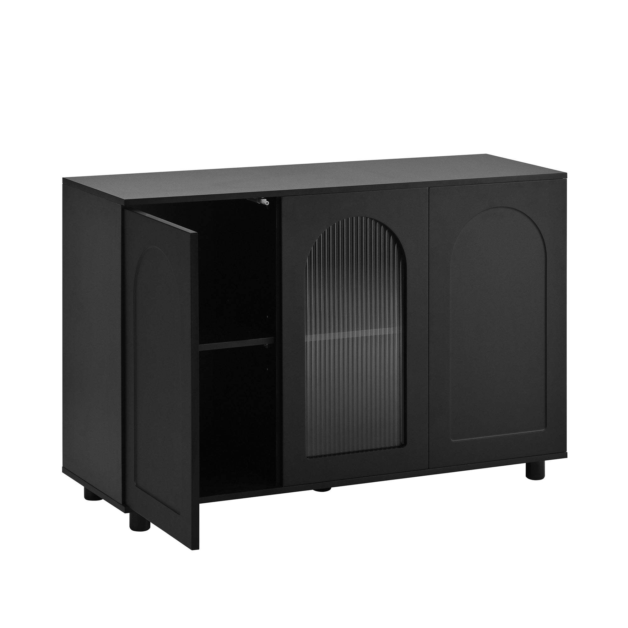 Logidon UForm Dressoir Zwart 120x40x78,5 cm Glazen Deur Rebounder Design