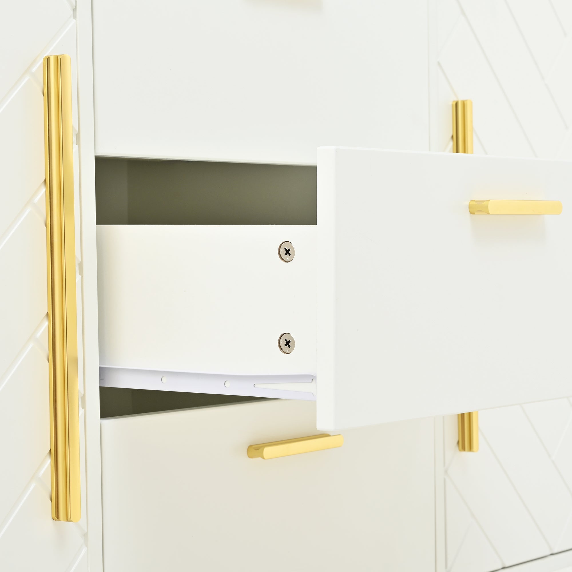 Logidon dressoir wit visgraatpatroon 145x40x75 cm 3 lades