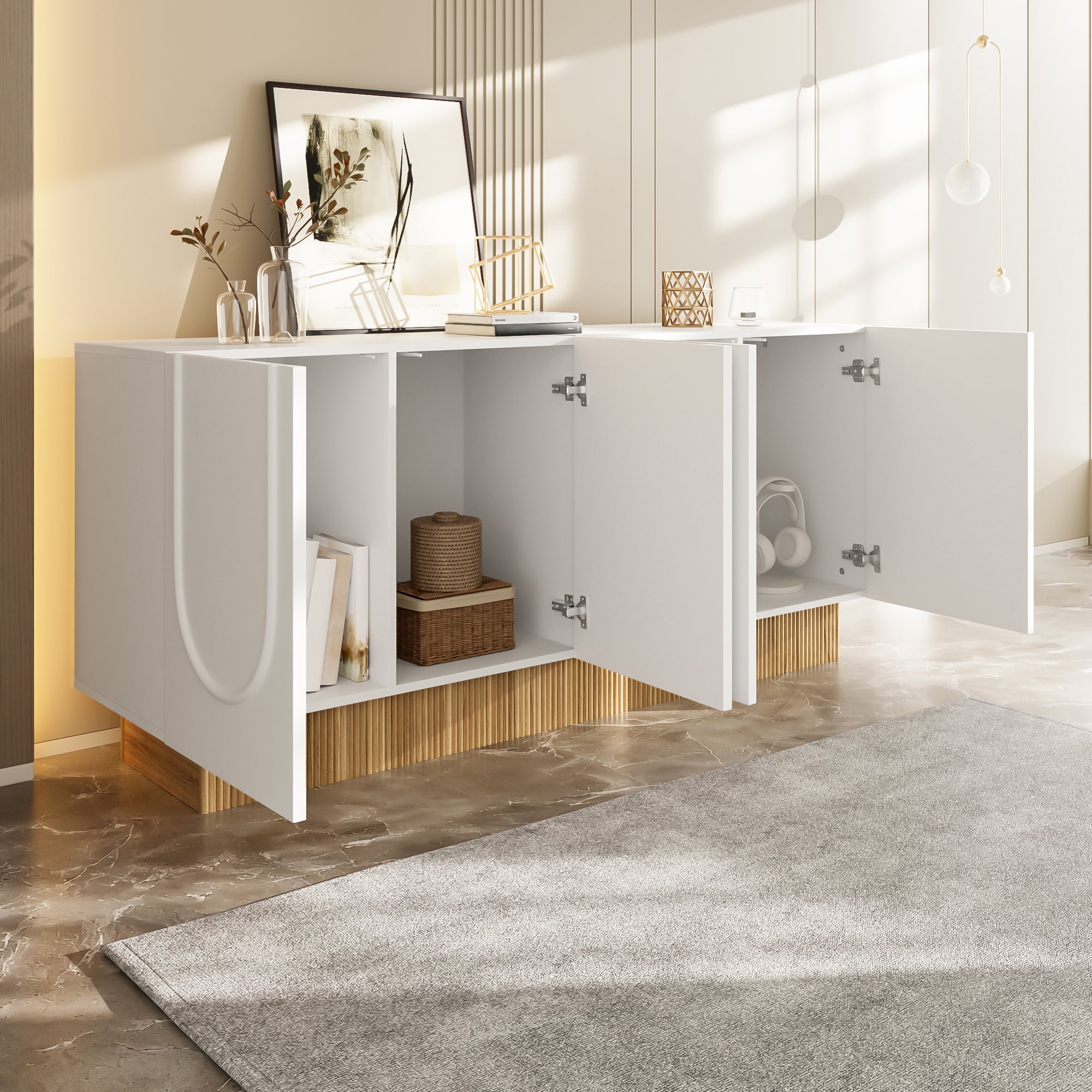Logidon dressoir 160x38x75 cm wit met U-reliëf design