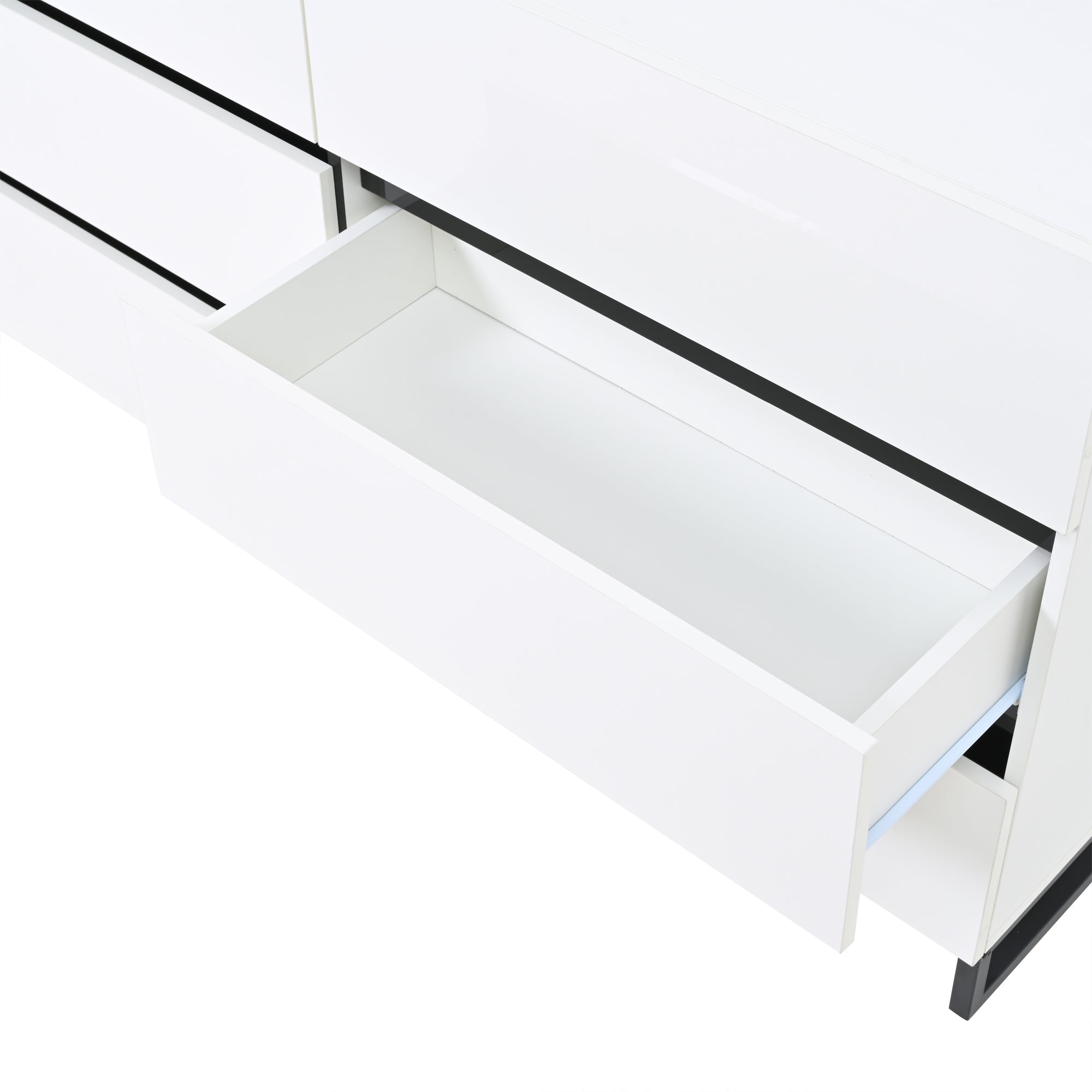 Logidon dressoir 140 cm hoogglans wit zwart met 6 lades