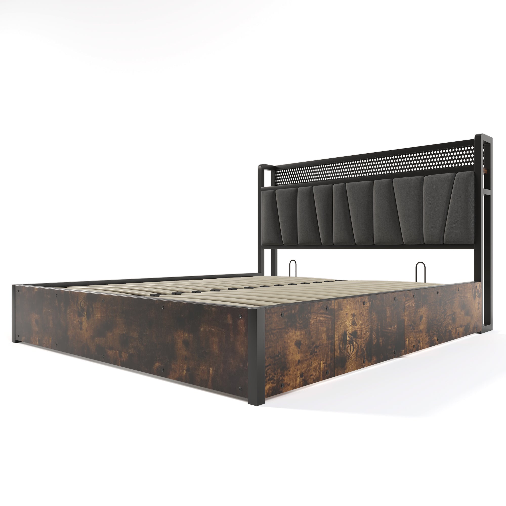 Logidon gestoffeerd bed metalen bed LED app bediening 140x200 cm grijs