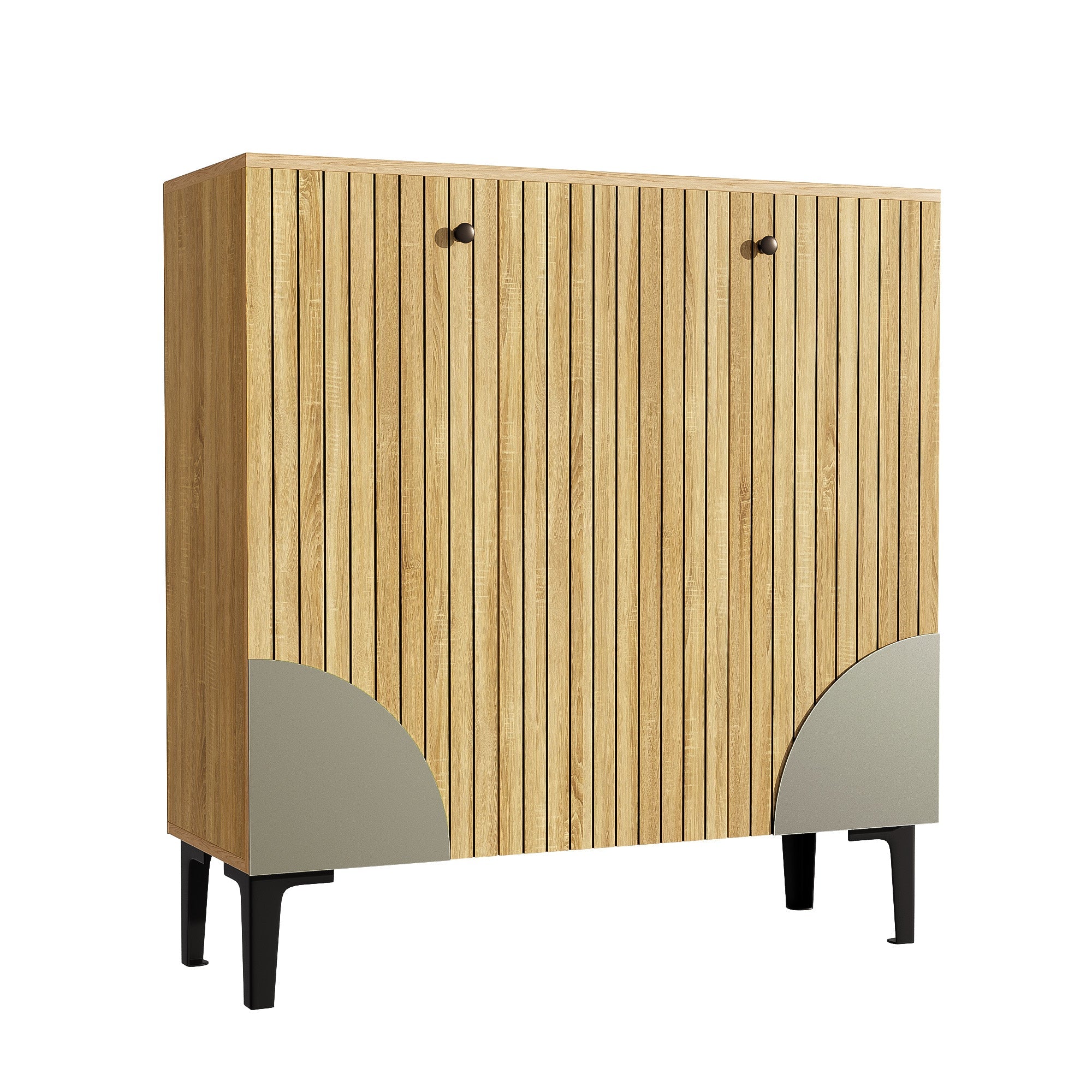 Logidon Moderne schoenenkast 90x32x94 cm houtlook met 3 deuren