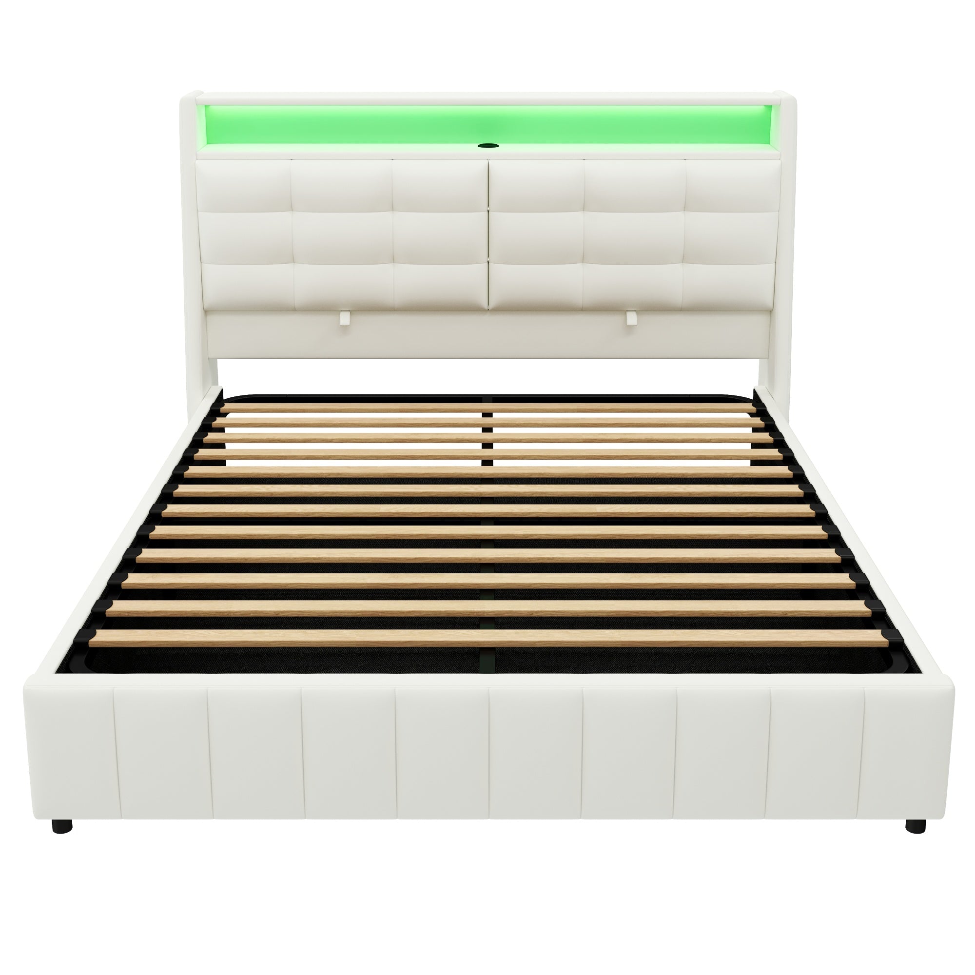 Logidon gewatteerd platformbed 160x200 met LED-licht en USB wit