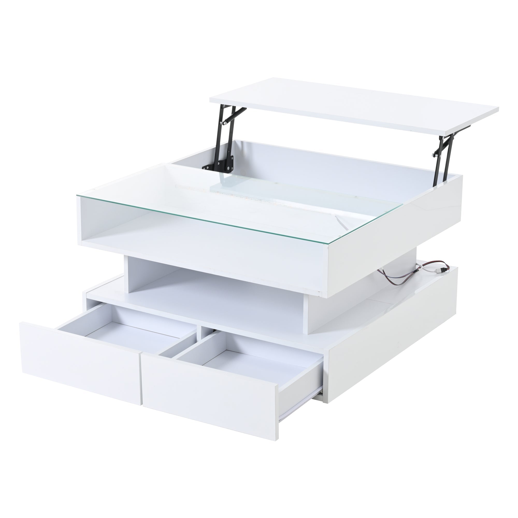 Logidon In hoogte verstelbare salontafel 80x80 cm witte LED opbergruimte