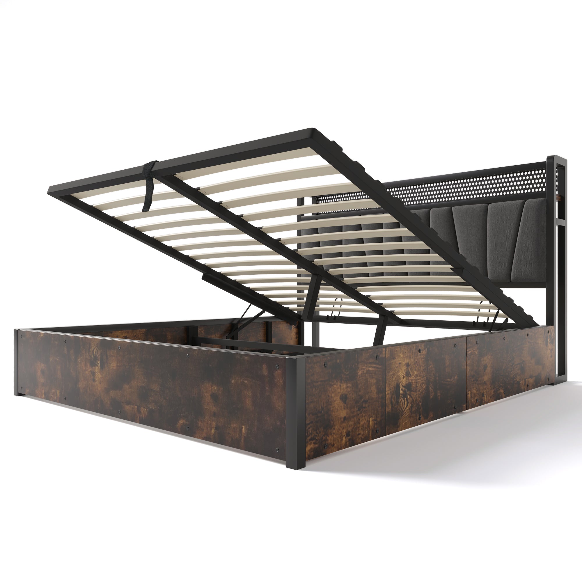Logidon gestoffeerd bed metalen bed LED app bediening 140x200 cm grijs