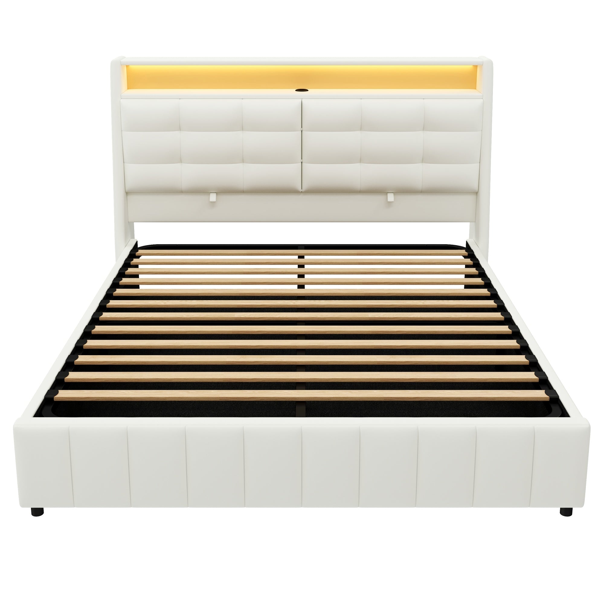 Logidon gewatteerd platformbed 160x200 met LED-licht en USB wit