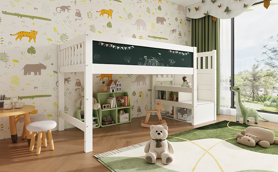 Logidon hoogslaper 90x200 kinderbed met whiteboard wit