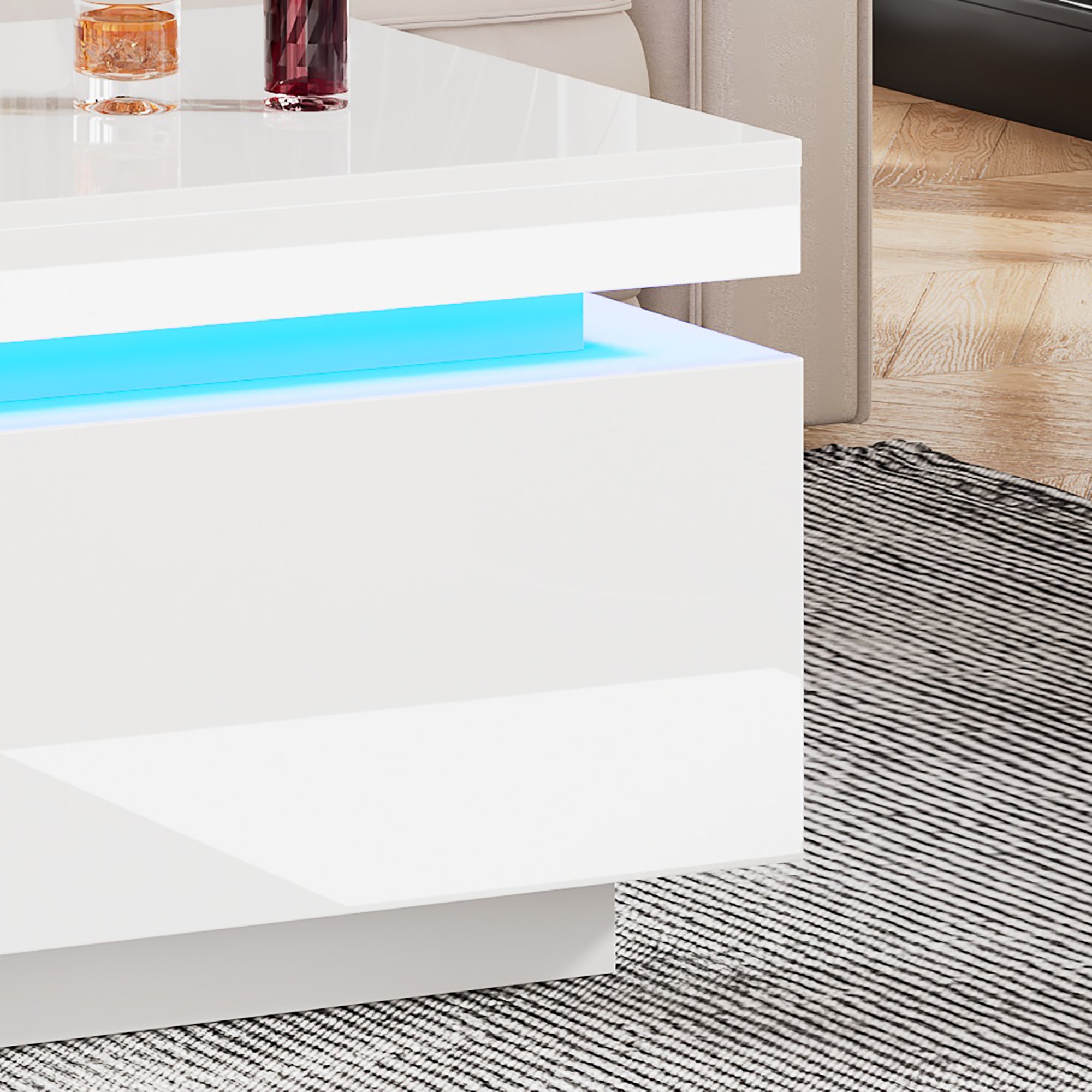 Logidon hoogglans witte salontafel met LED verlichting 100x50x40,3 cm