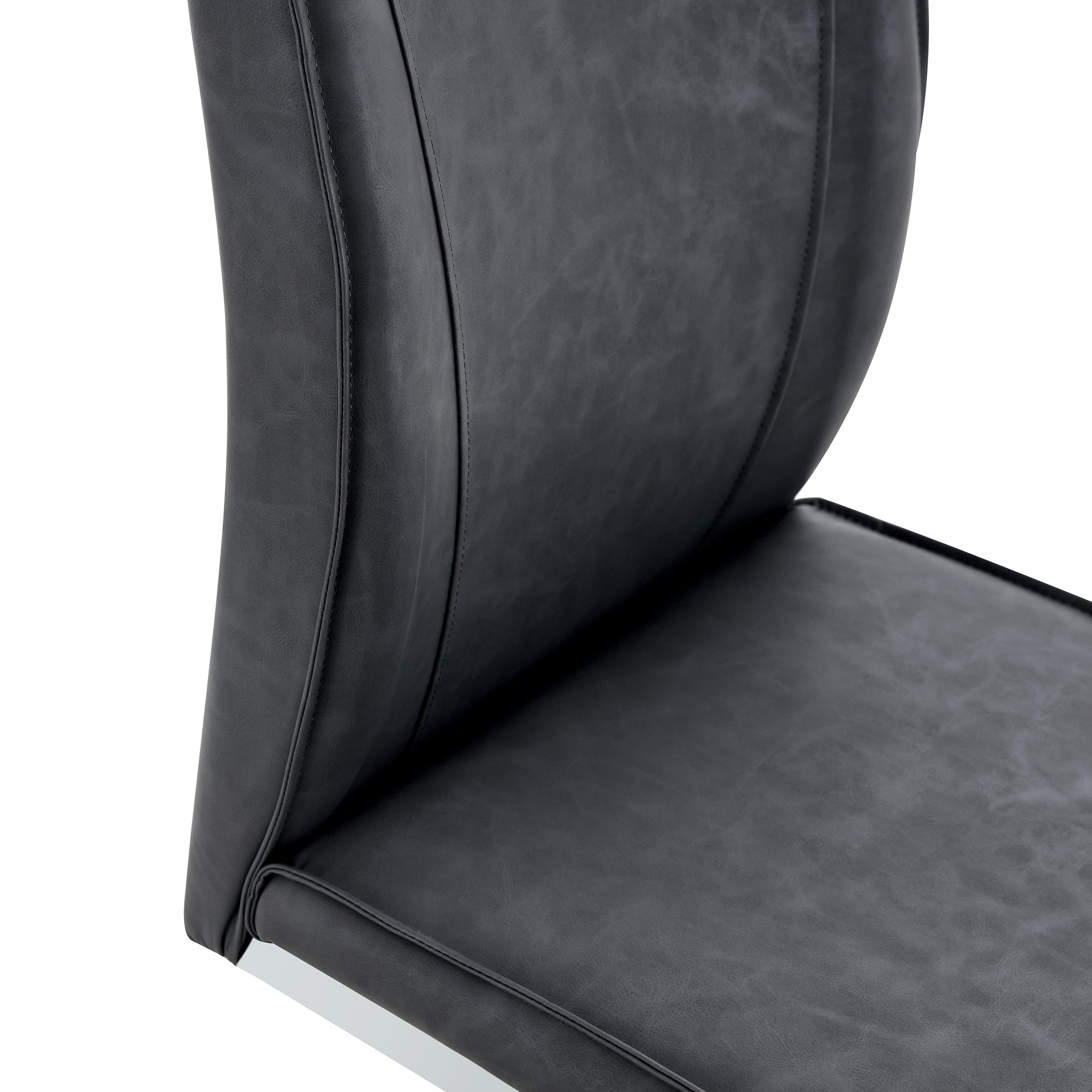 Logidon Dining Table Chair Set Gray Faux Leather With Horseskin Texture