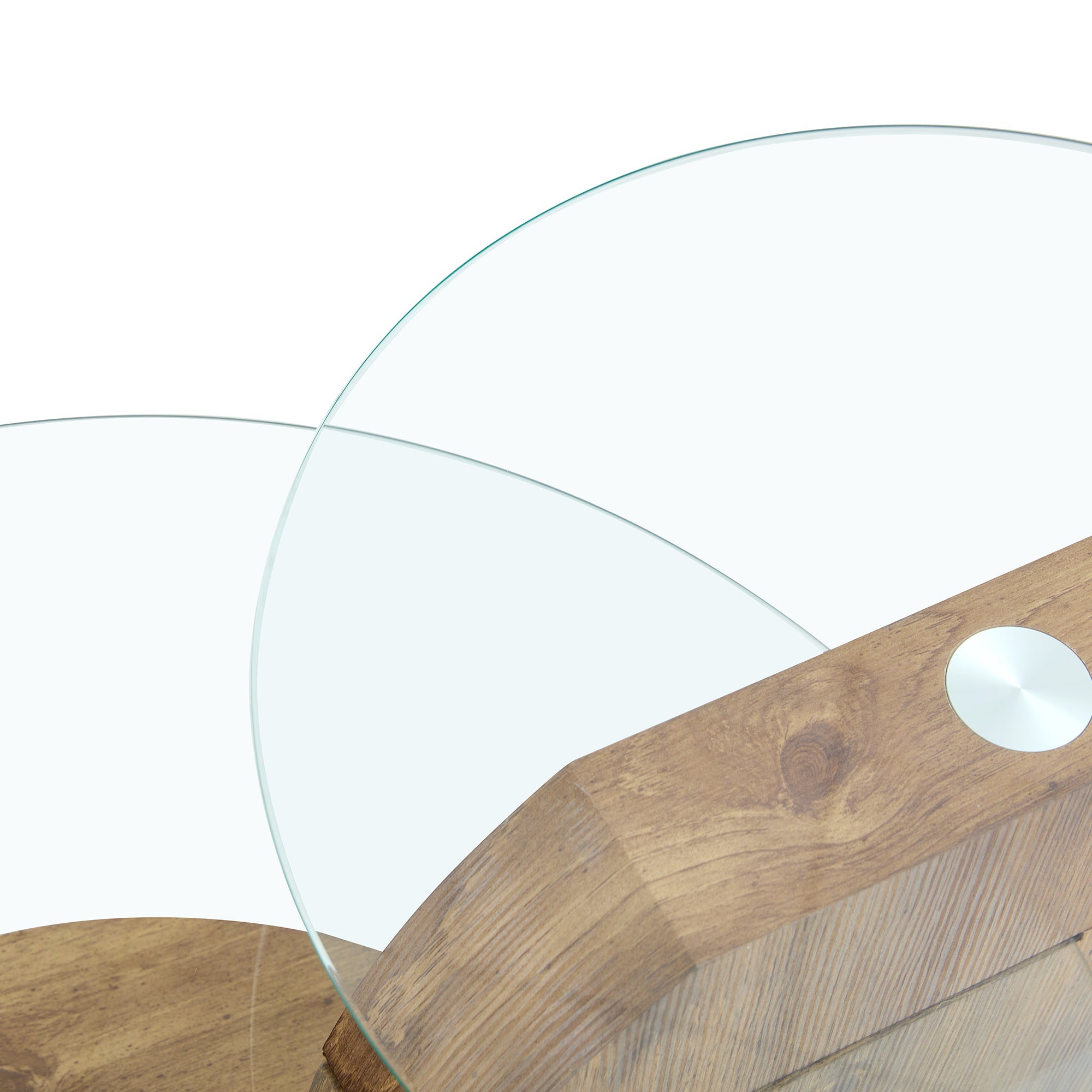 Logidon Moderne Glazen Salontafel Houtstructuur Meerlaags Design MDF 90x70cm