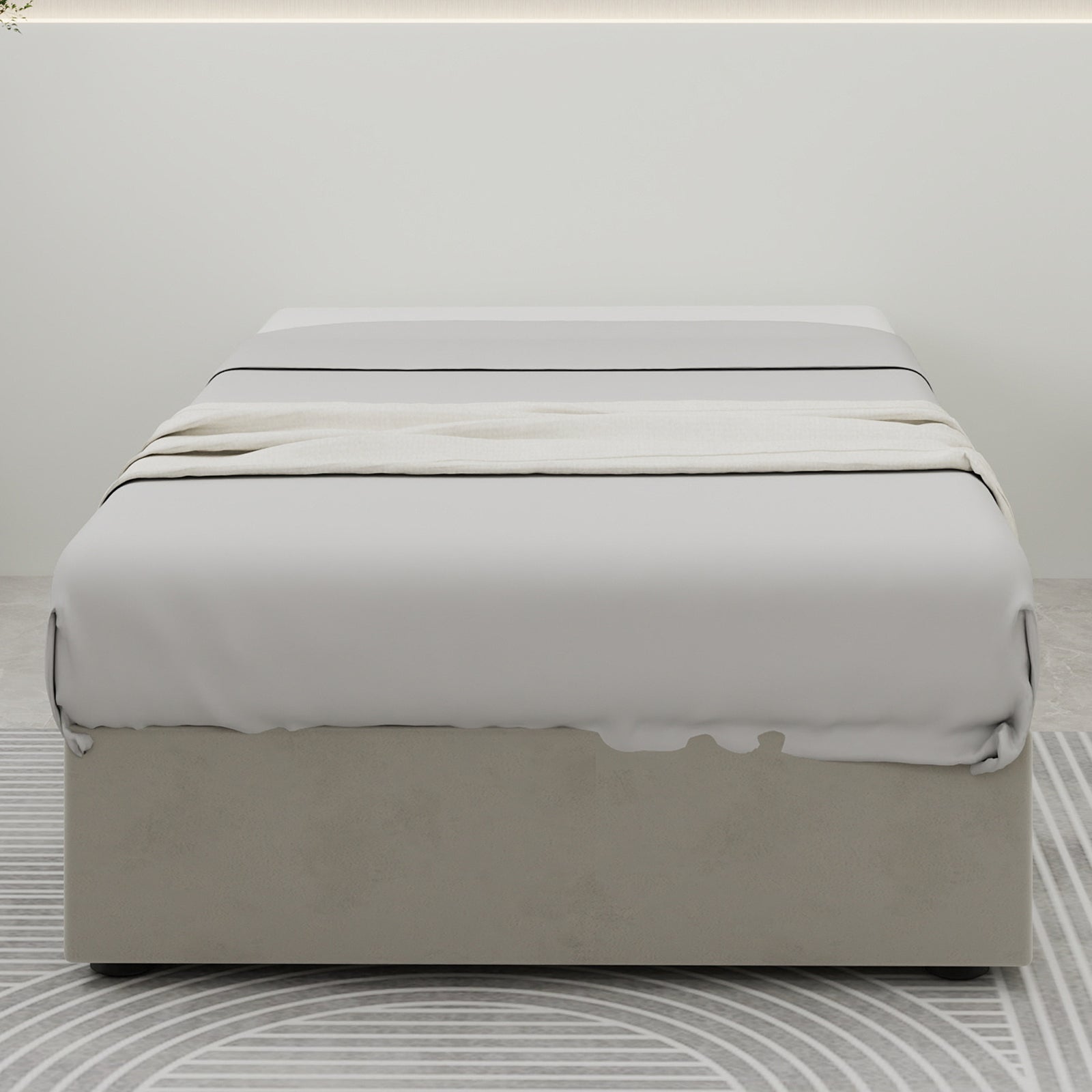 Logidon bedframe 90x200 cm beige fluweel met gaslift opbergruimte